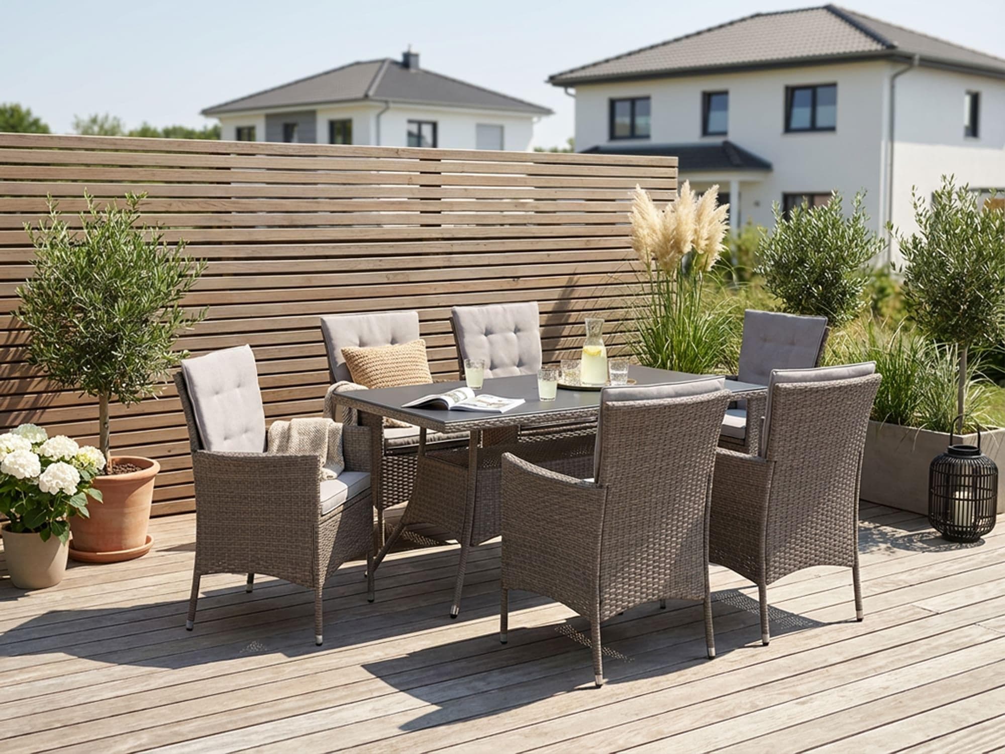 Konifera Garten-Essgruppe Mailand 19-tlg. Grau/Braun Polyrattan