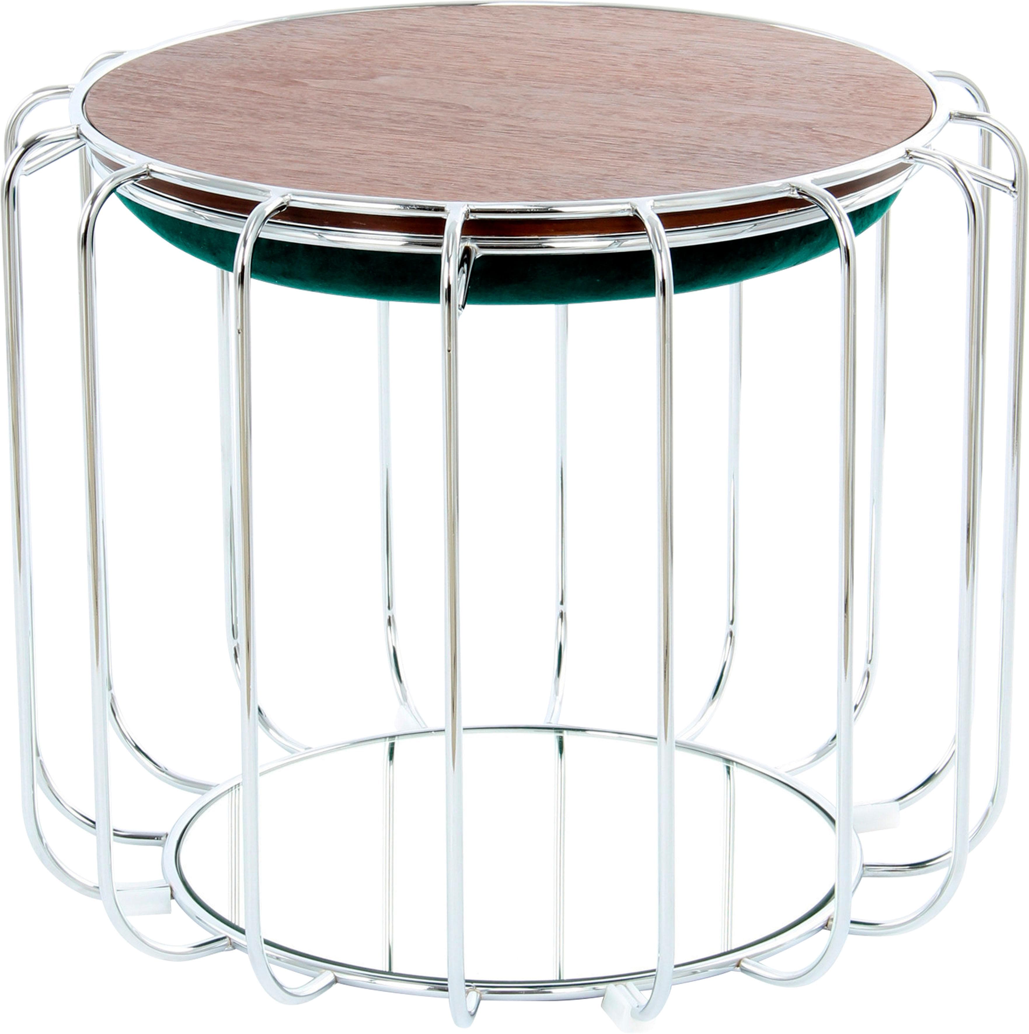 KAYOOM Beistelltisch Pouf Dunkelgrün Silber Multifunktional