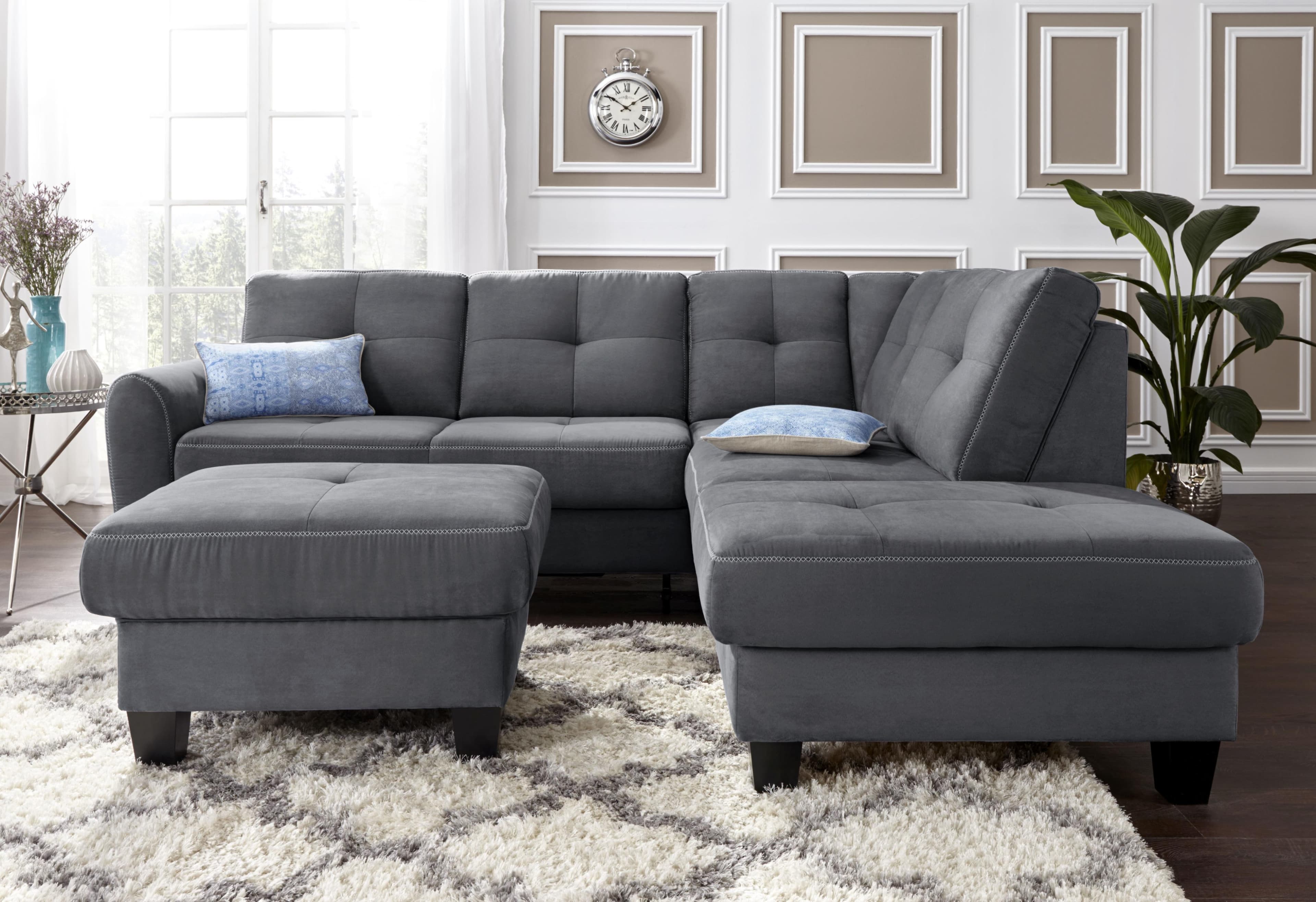 Ecksofa Varese L-Form Dunkelgrau Modernes Design