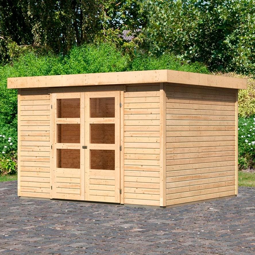 Gartenhaus KARIBU "Arnis 5" Anthrazit/Beige Holzwerkstoff Nordische Fichte