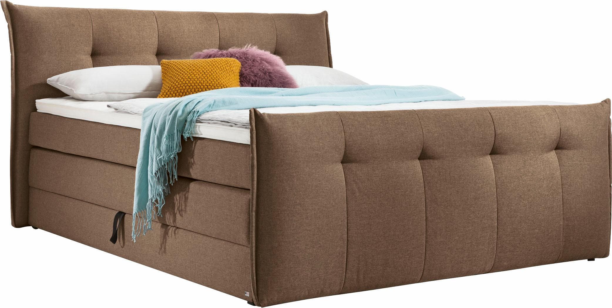 Boxspringbett Florida 160x200 hellbraun mit Bettkasten