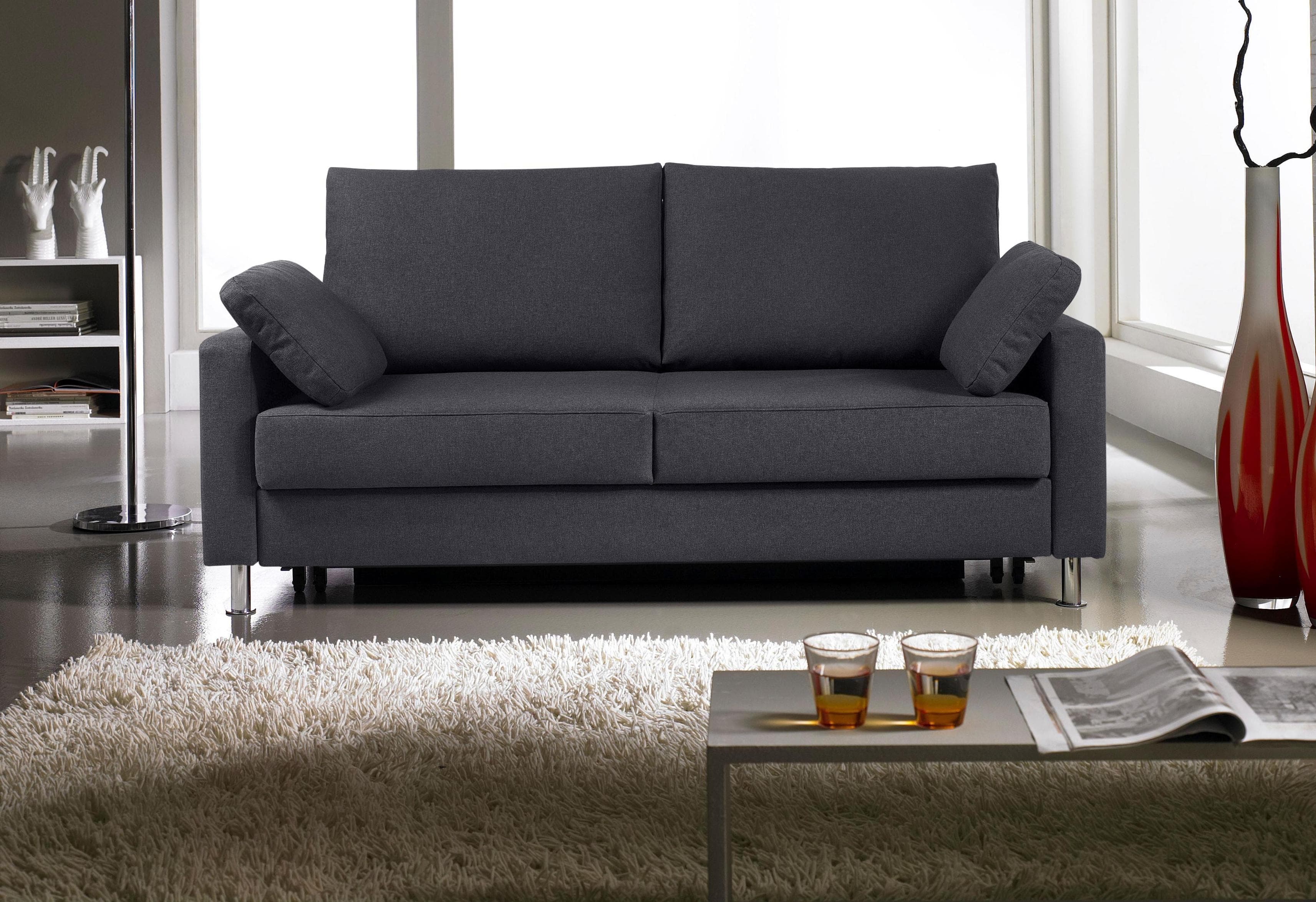 Schlafsofa BALI FLEXA Blau Anthrazit mit Bettkasten
