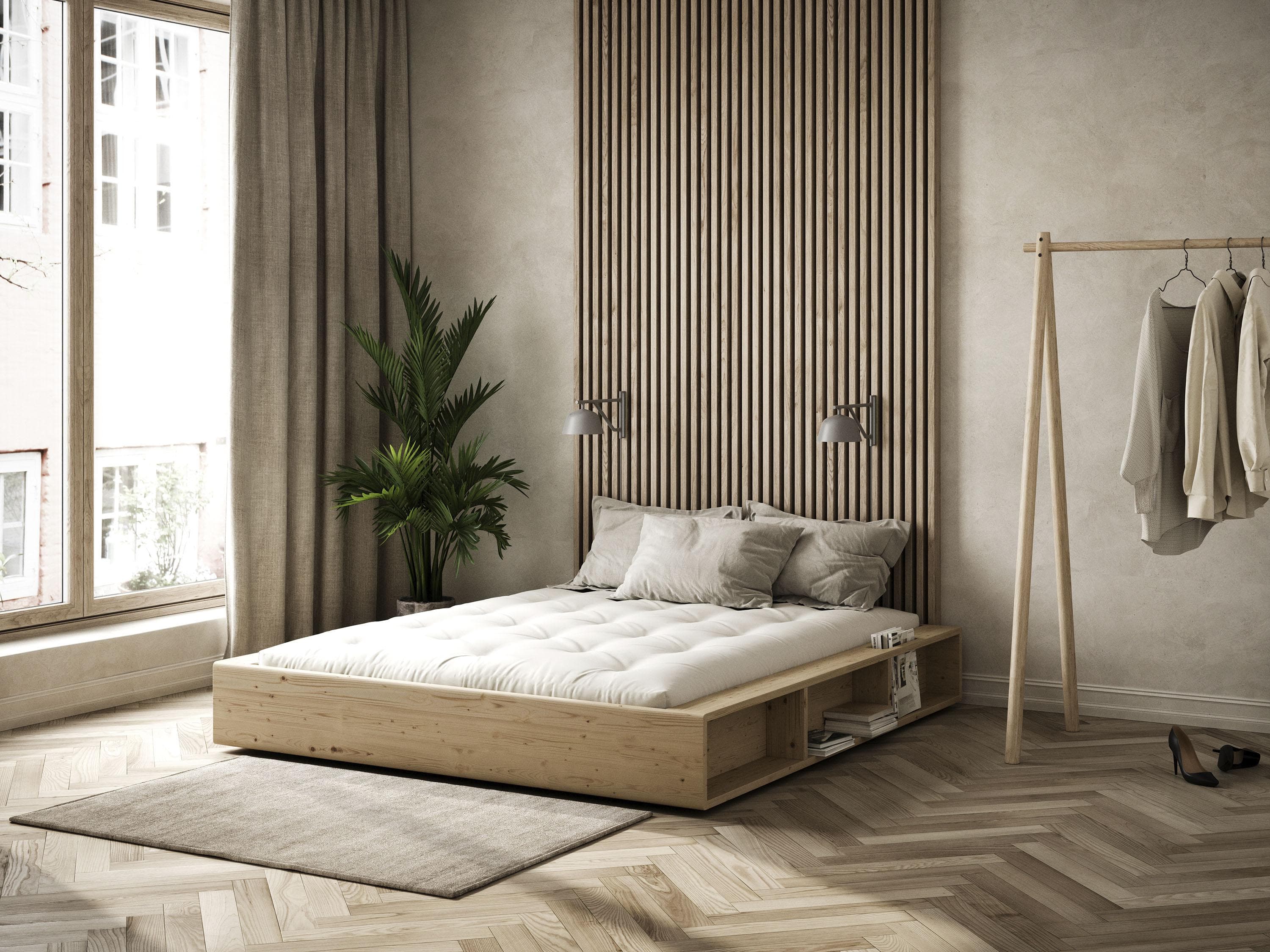 Karup Design Ziggy Bed Futonbett Massivholz Braun mit Stauraum