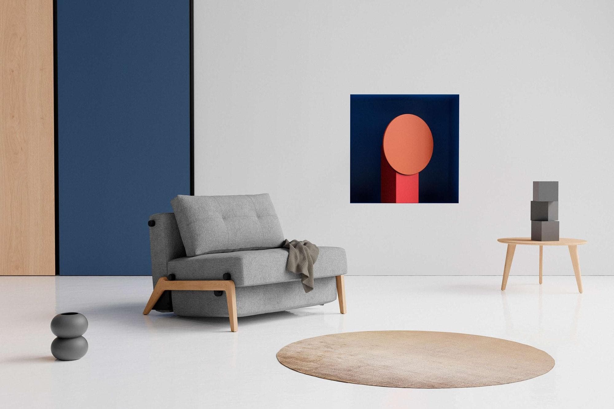 Innovation Living CUBED Schlafsessel Grau Eiche Füße