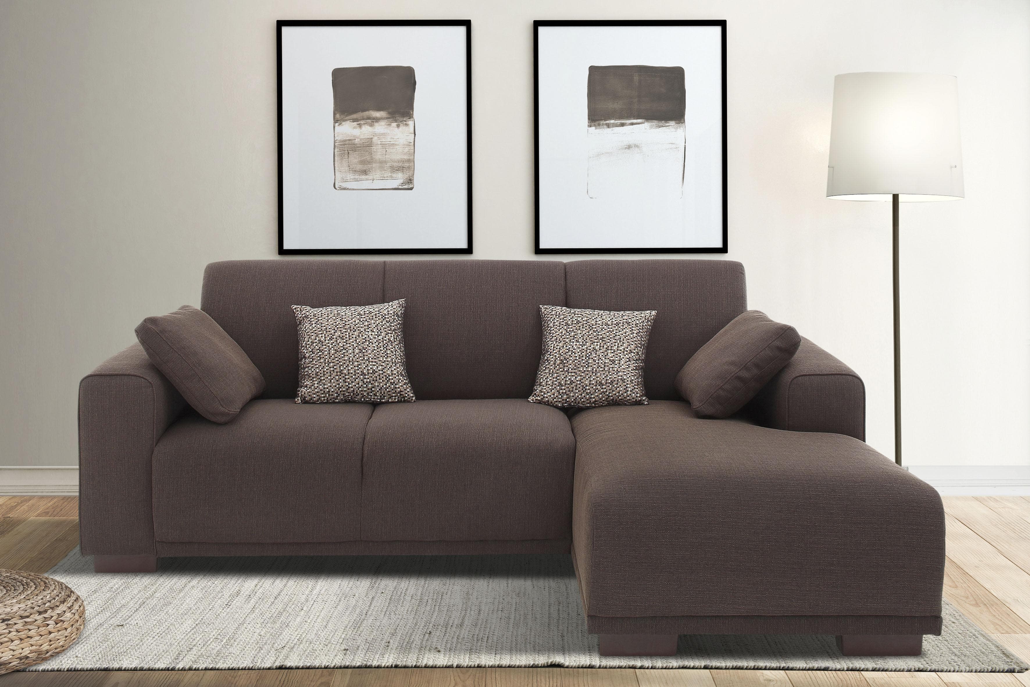 HOME AFFAIRE Ecksofa BORNHOLM L-Form Dunkelbraun mit Recamiere