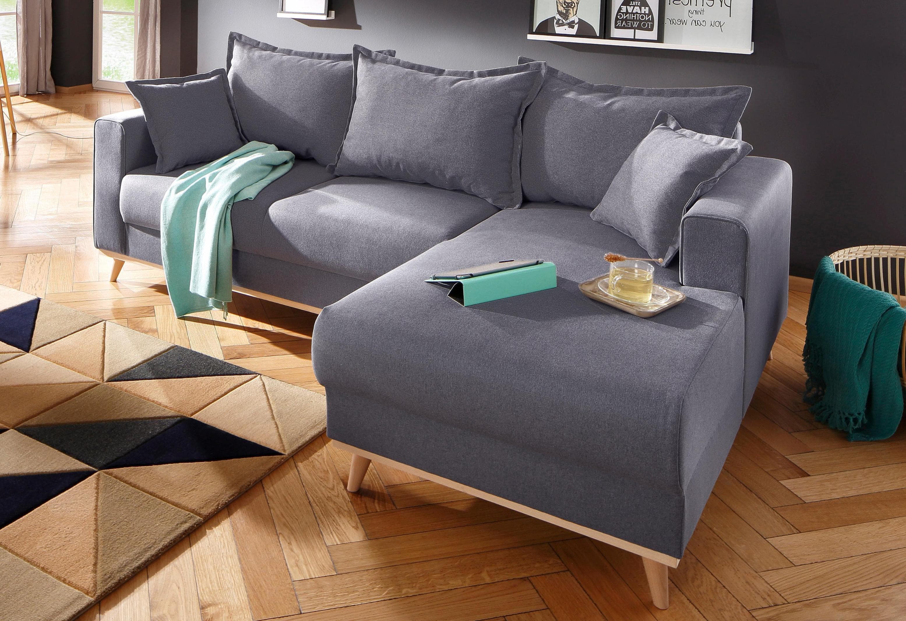 HOME AFFAIRE Ecksofa Edina L-Form Grau Skandinavisch