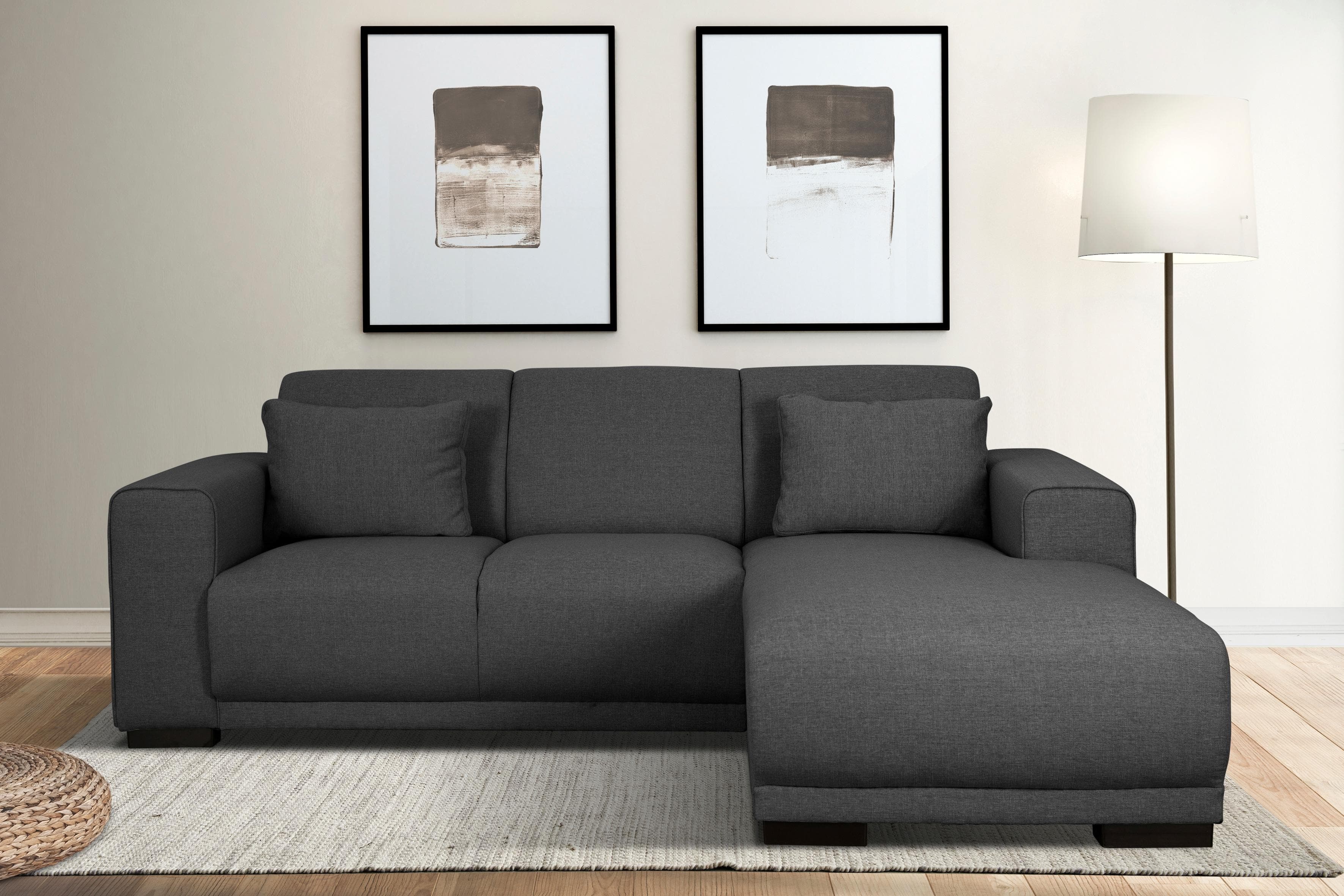 HOME AFFAIRE Ecksofa BORNHOLM L-Form Anthrazit mit Recamiere