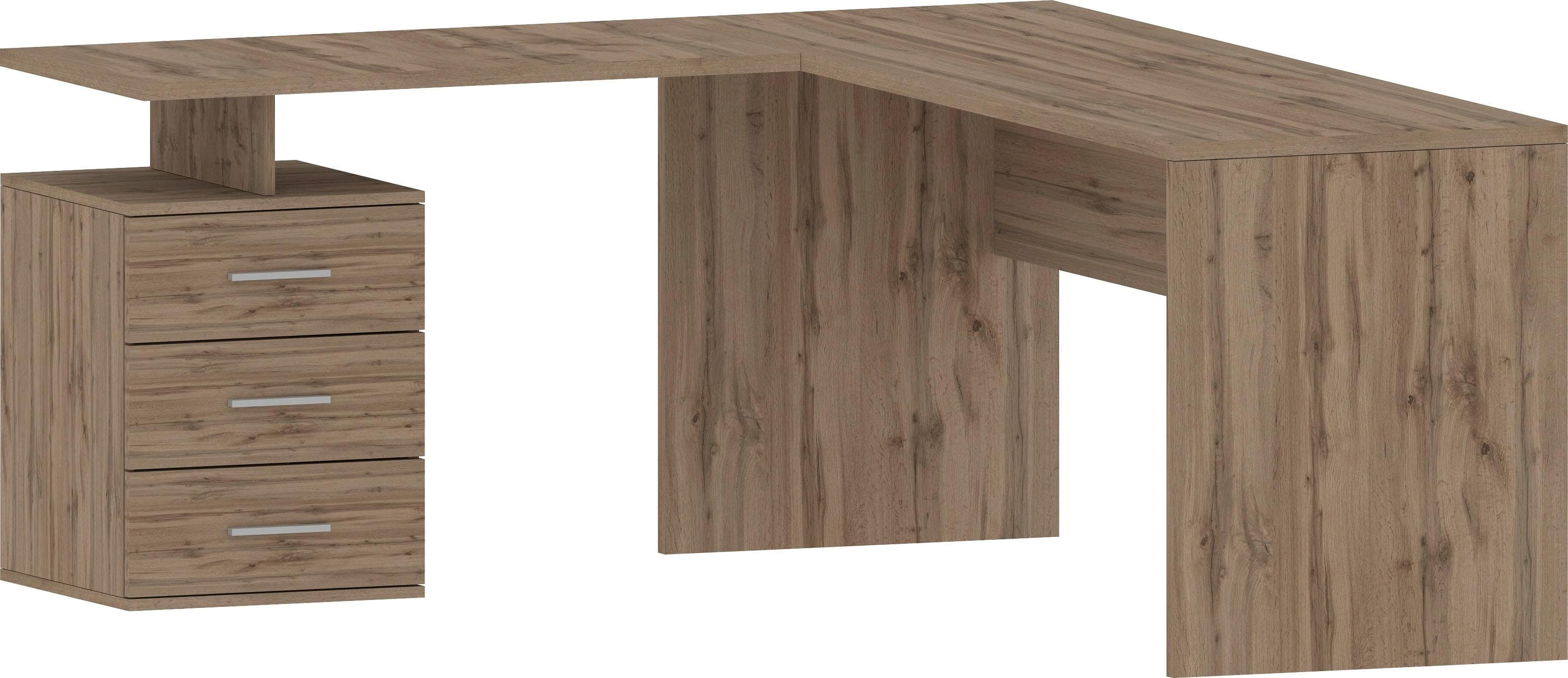 Home Affaire Eckschreibtisch New Selina Braun mit Schubladen