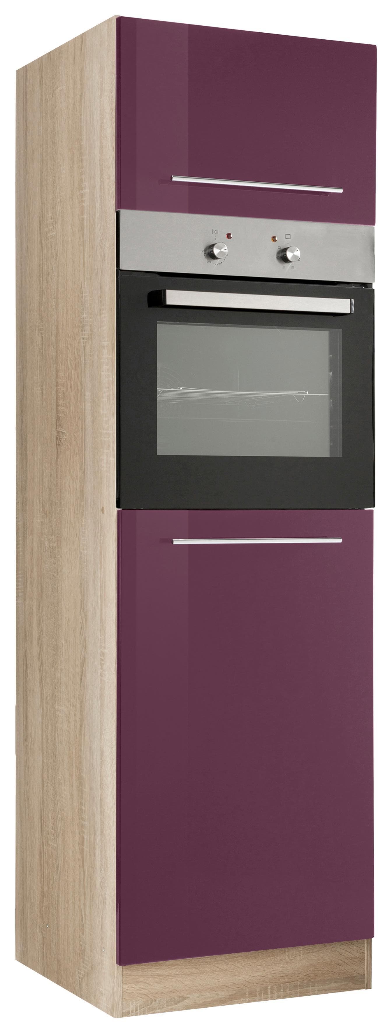 Kochstation KS-Eton Umbauschrank Aubergine Hochglanz 2 Türen