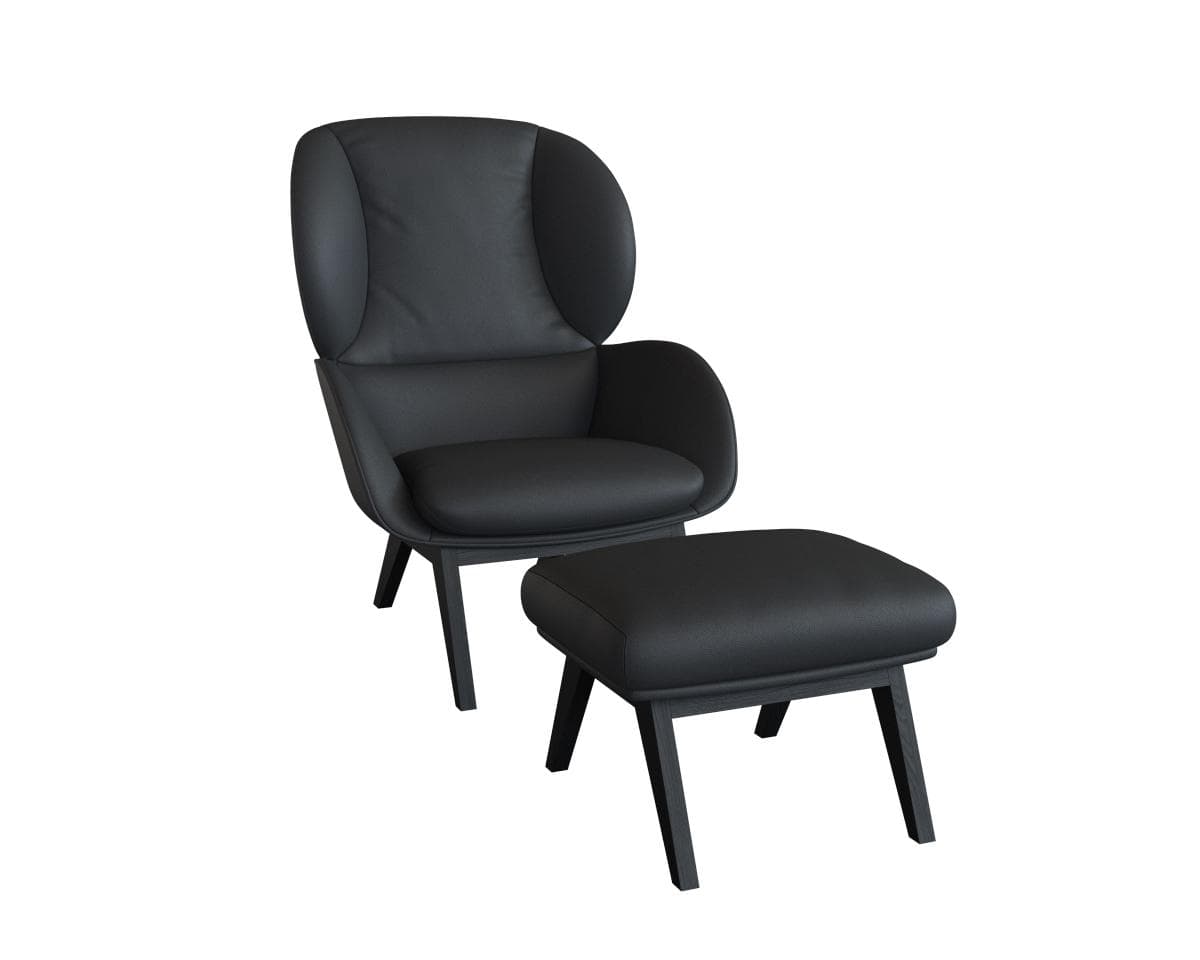 Flexlux Ohrensessel Adria 100% Echteder Schwarz Skandinavisch