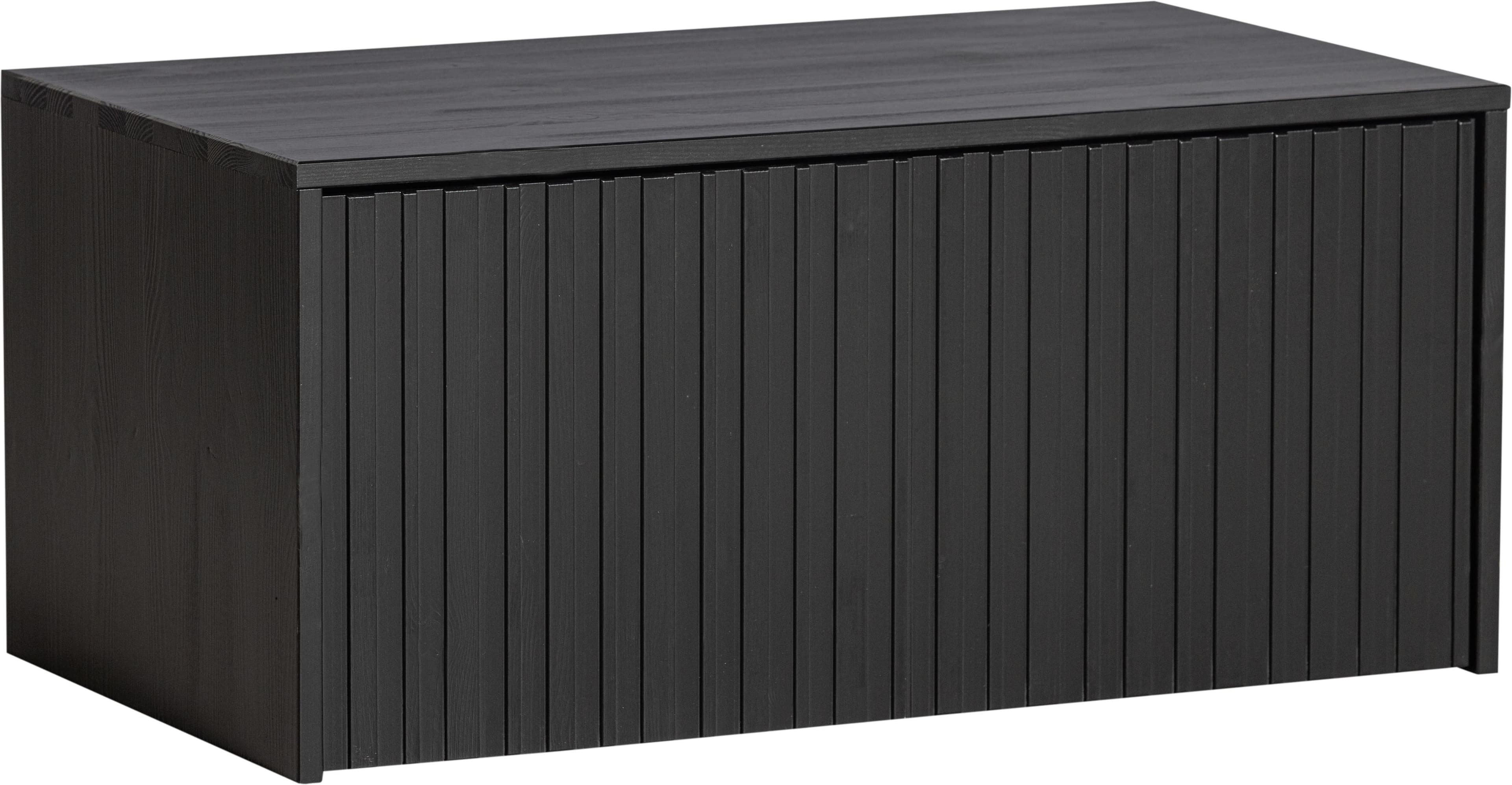 WOOOD Truhenbank New Gravure Schwarz mit Rollen