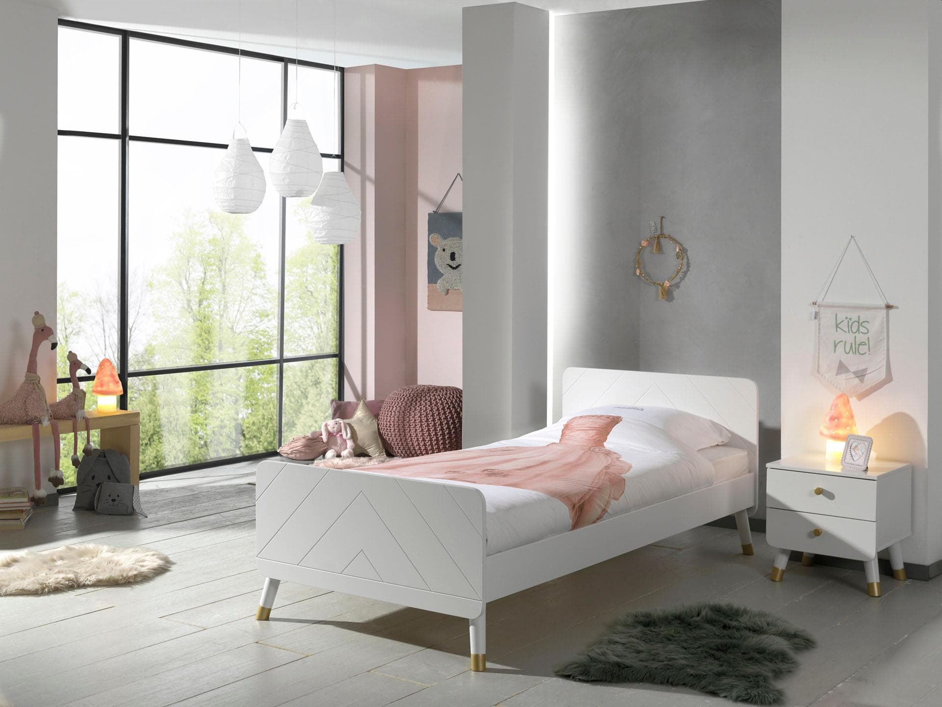 Jugendzimmer-Set VIPACK Billy Weiß Bett mit Nachttisch