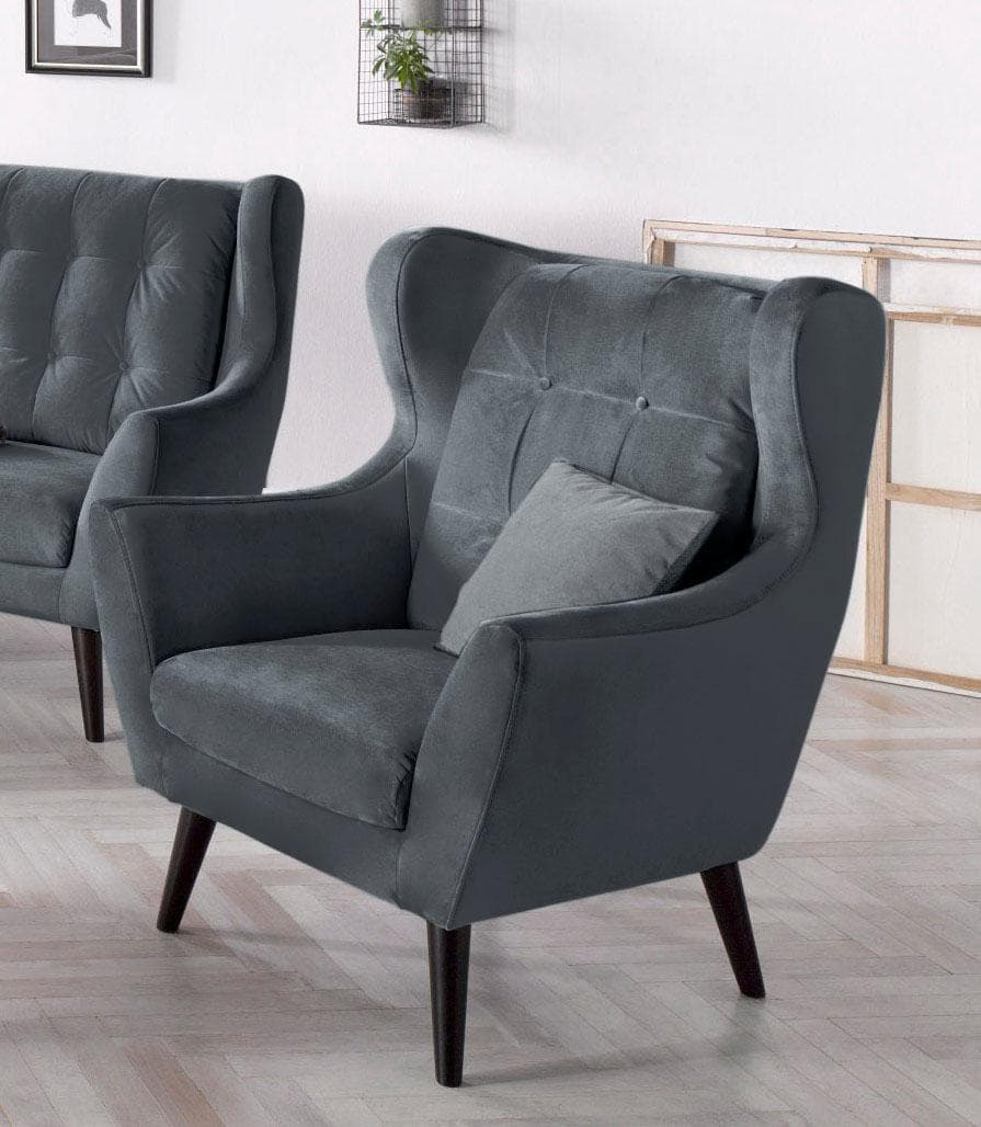 Home Affaire Ohrensessel Hemmink Grau mit Knopfheftung