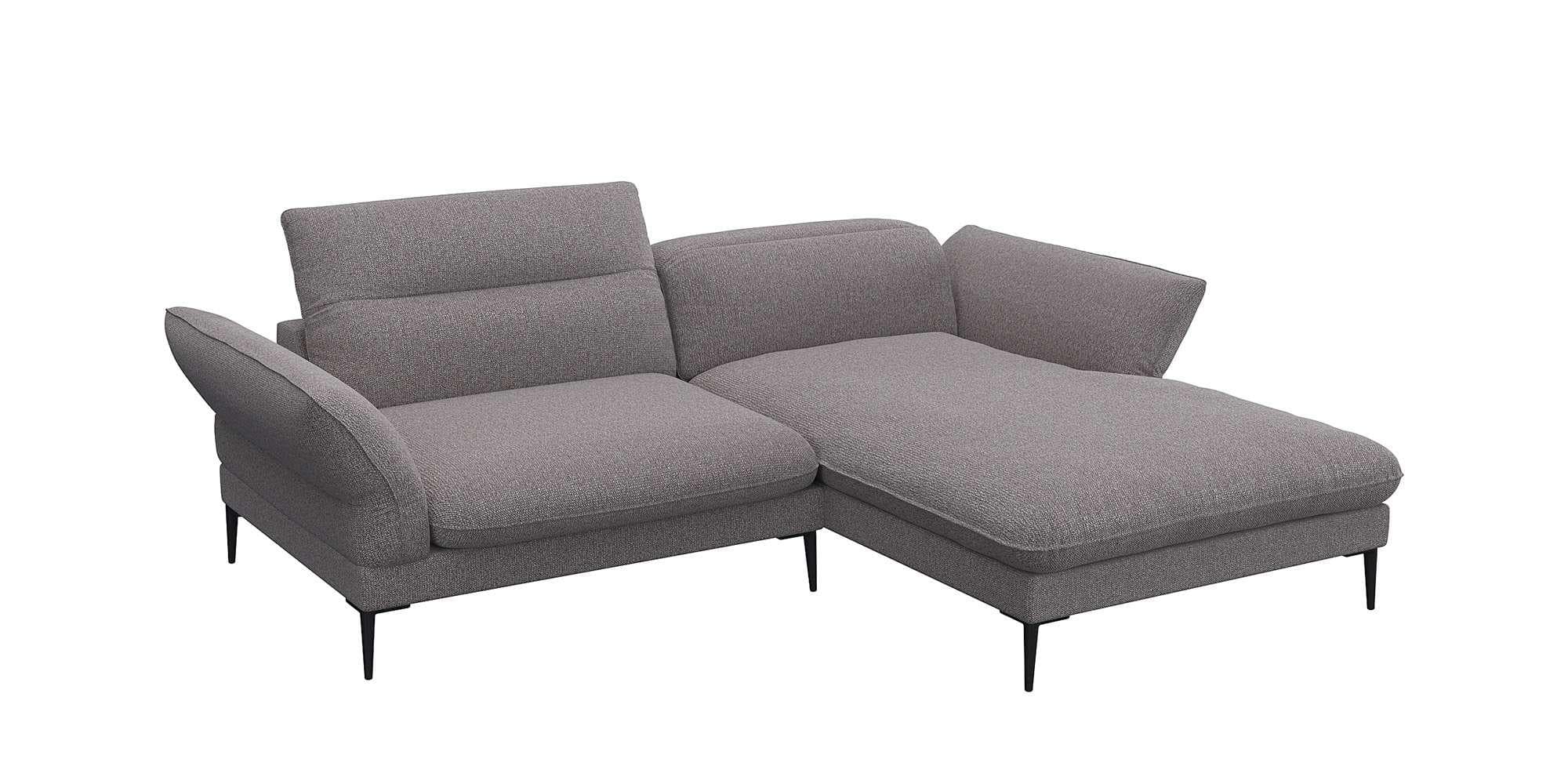 Flexlux Ecksofa Salino mit Recamiere und Verstellfunktion Braun