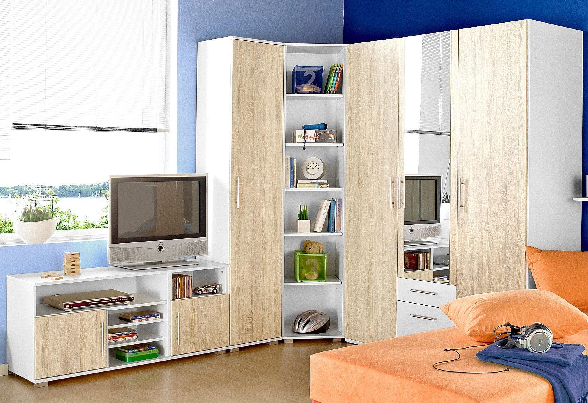 Jugendzimmer-Set PRIESS Weiß mit 3-türigem Kleiderschrank