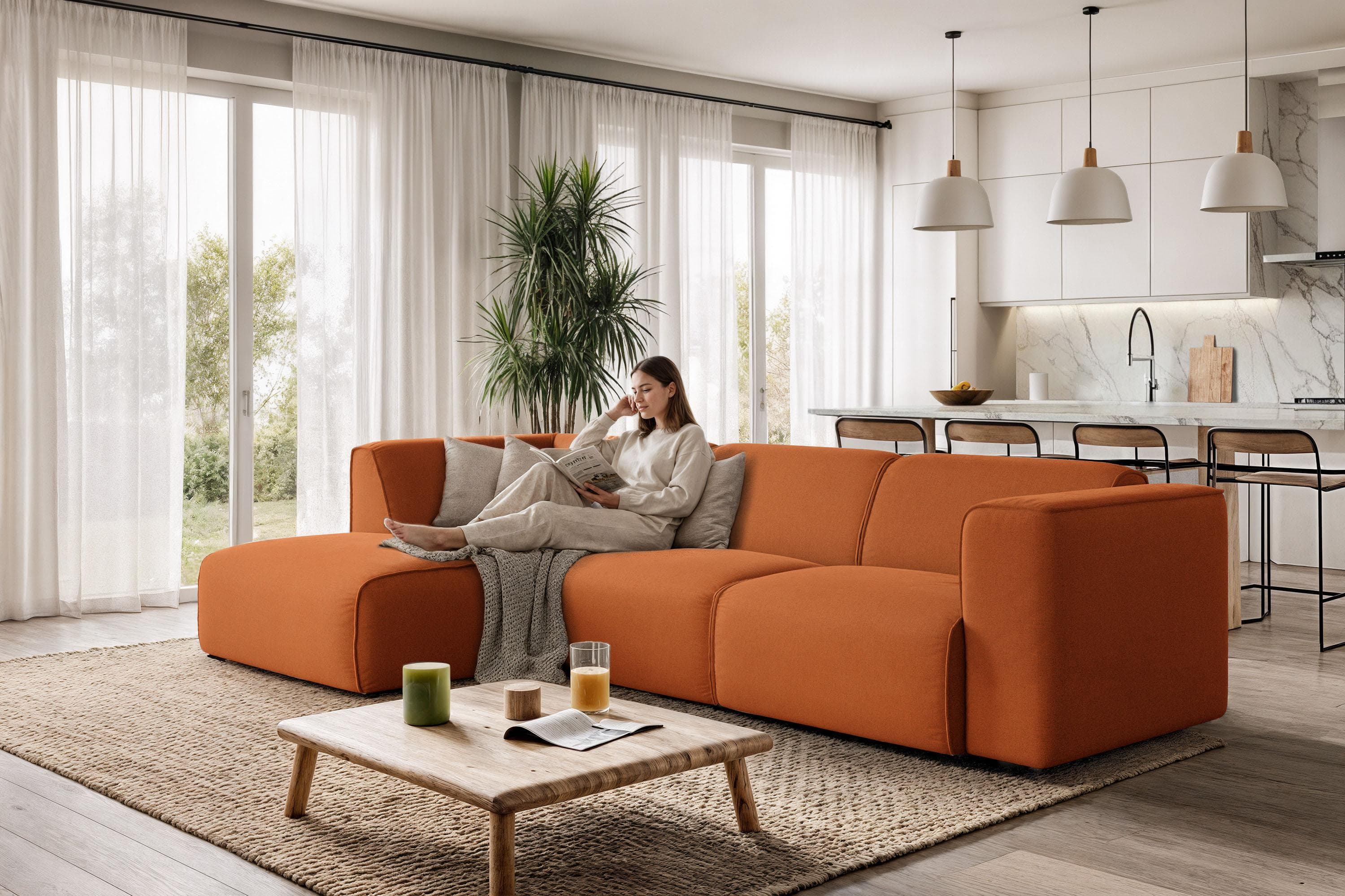 OTTO HOME Ecksofa Merid L-Form Terra Polyester