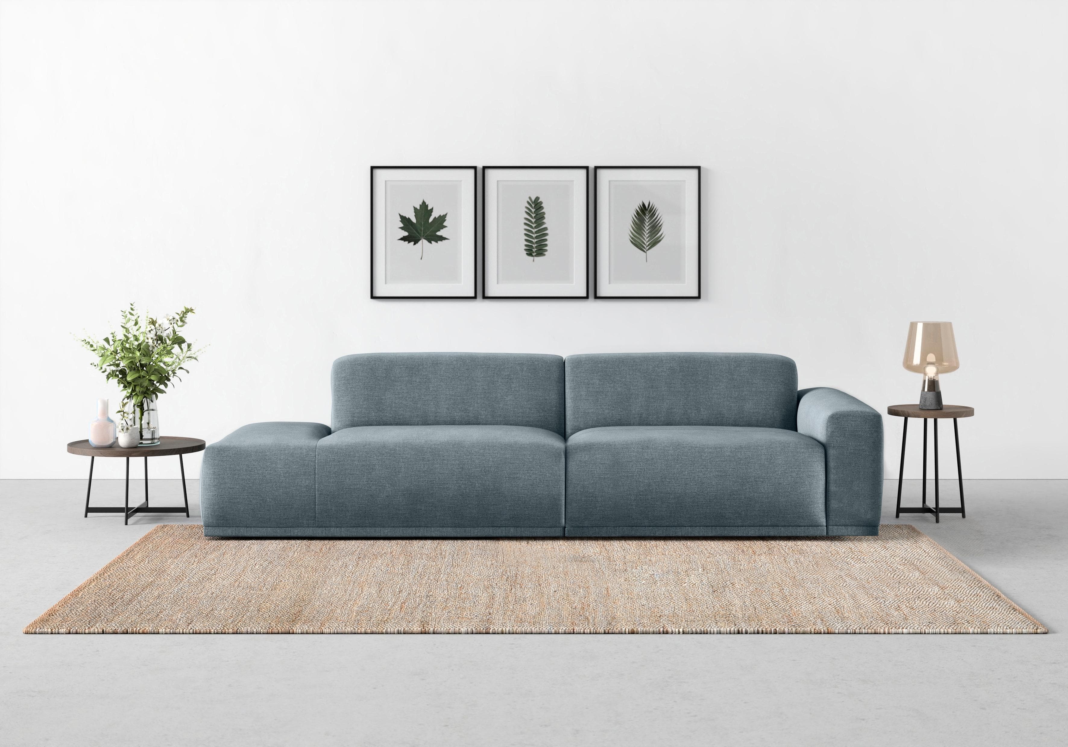 Trendmanufaktur Big-Sofa Braga Blau 277cm Recamiere Links