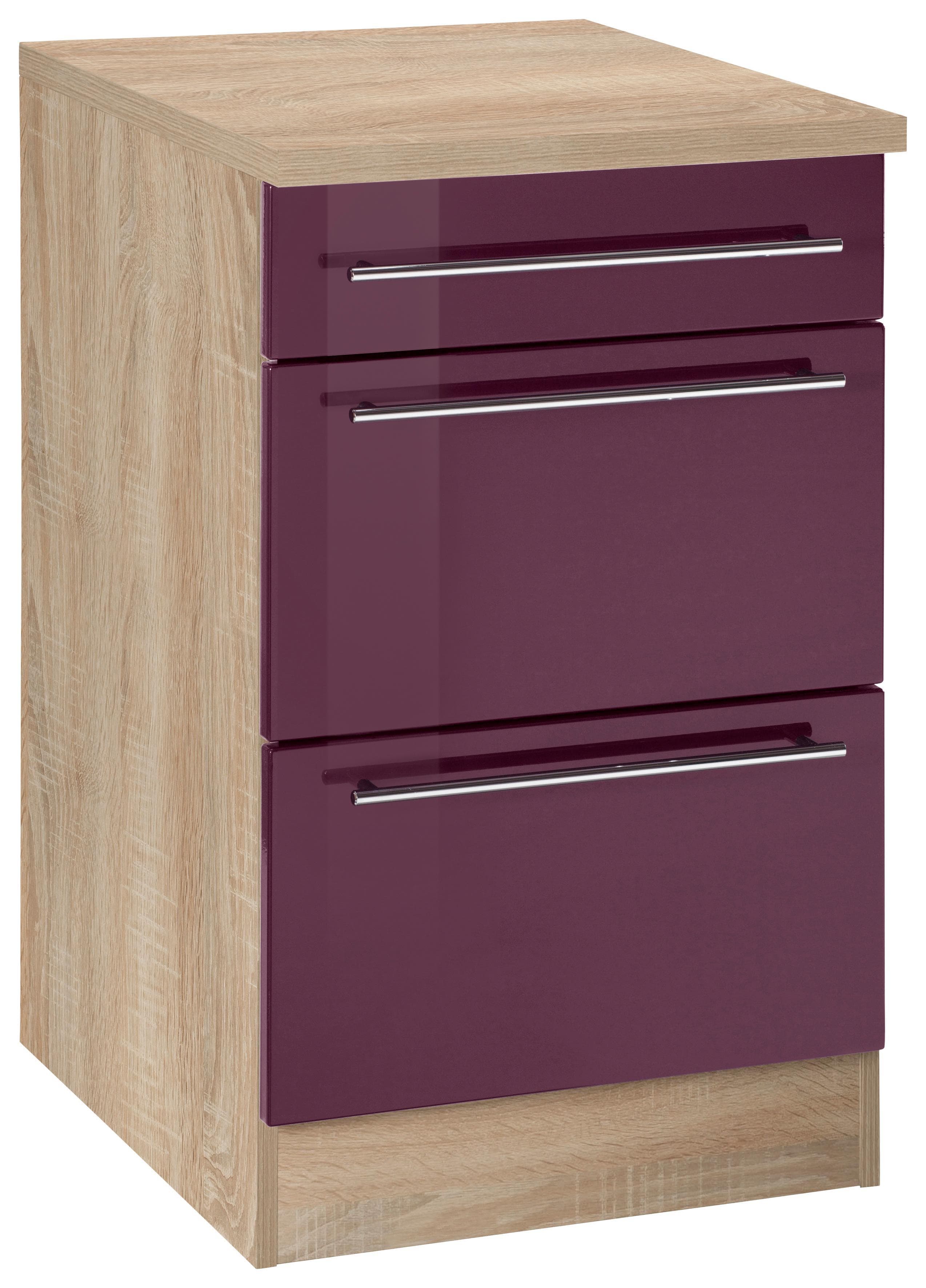 Kochstation KS-Eton Unterschrank Aubergine Hochglanz 50cm