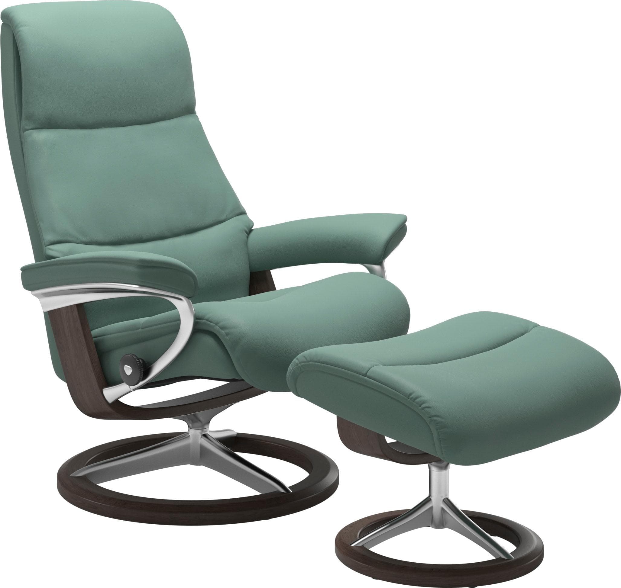 STRESSLESS Relaxsessel View mit Hocker Leder aqua grün