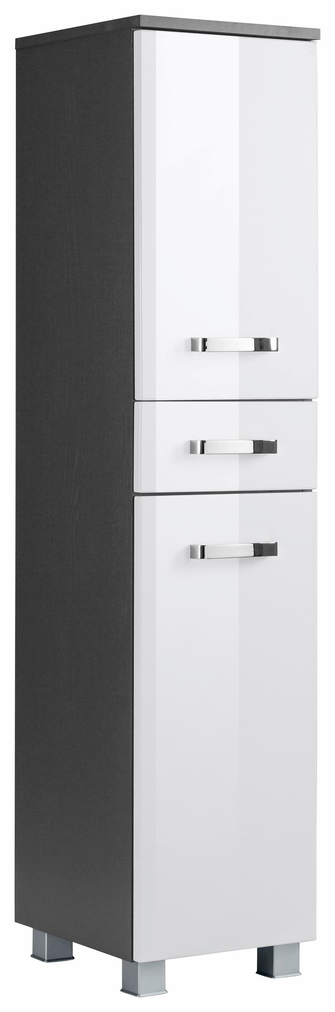 Midischrank WELLTIME Ravenna Weiß Graphit Hochglanz