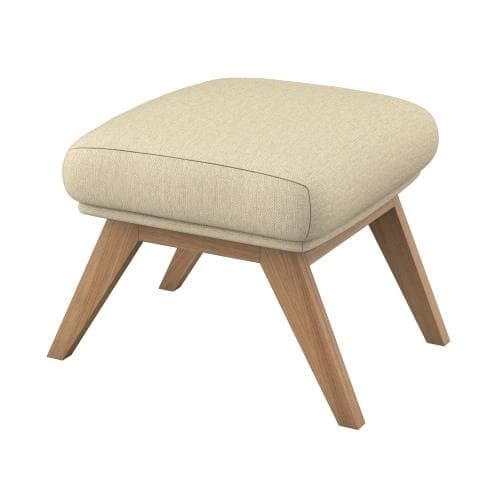 FLEXLUX Polsterhocker Adria Beige mit Eiche-Fuß