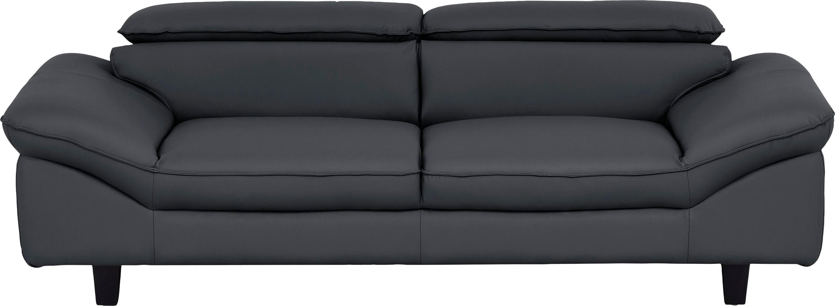 HOME AFFAIRE Pilot 3-Sitzer Sofa Leder Fango mit Kopfteilverstellung