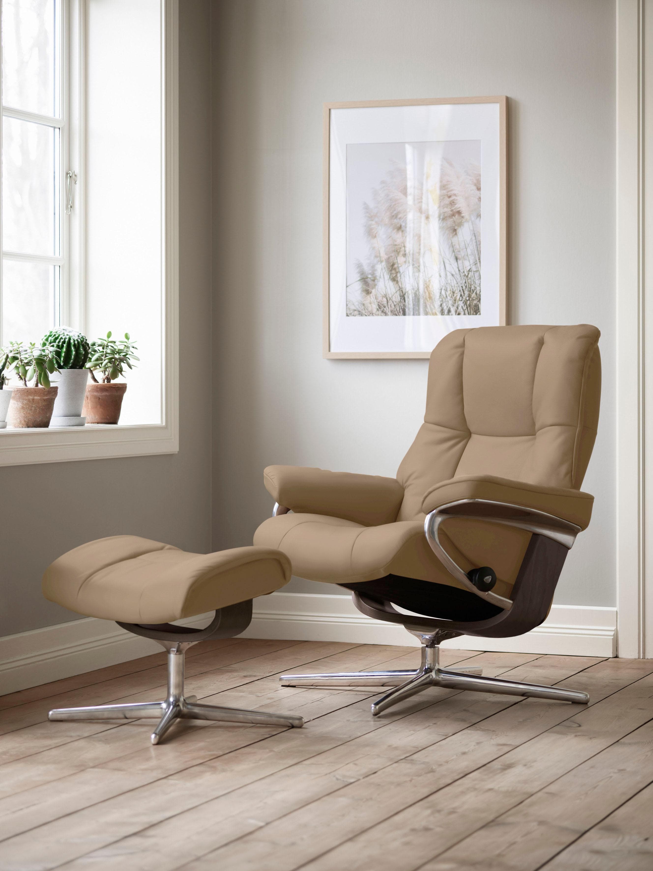 STRESSLESS Mayfair Fußhocker braun Microfaser DINAMICA Cross Base