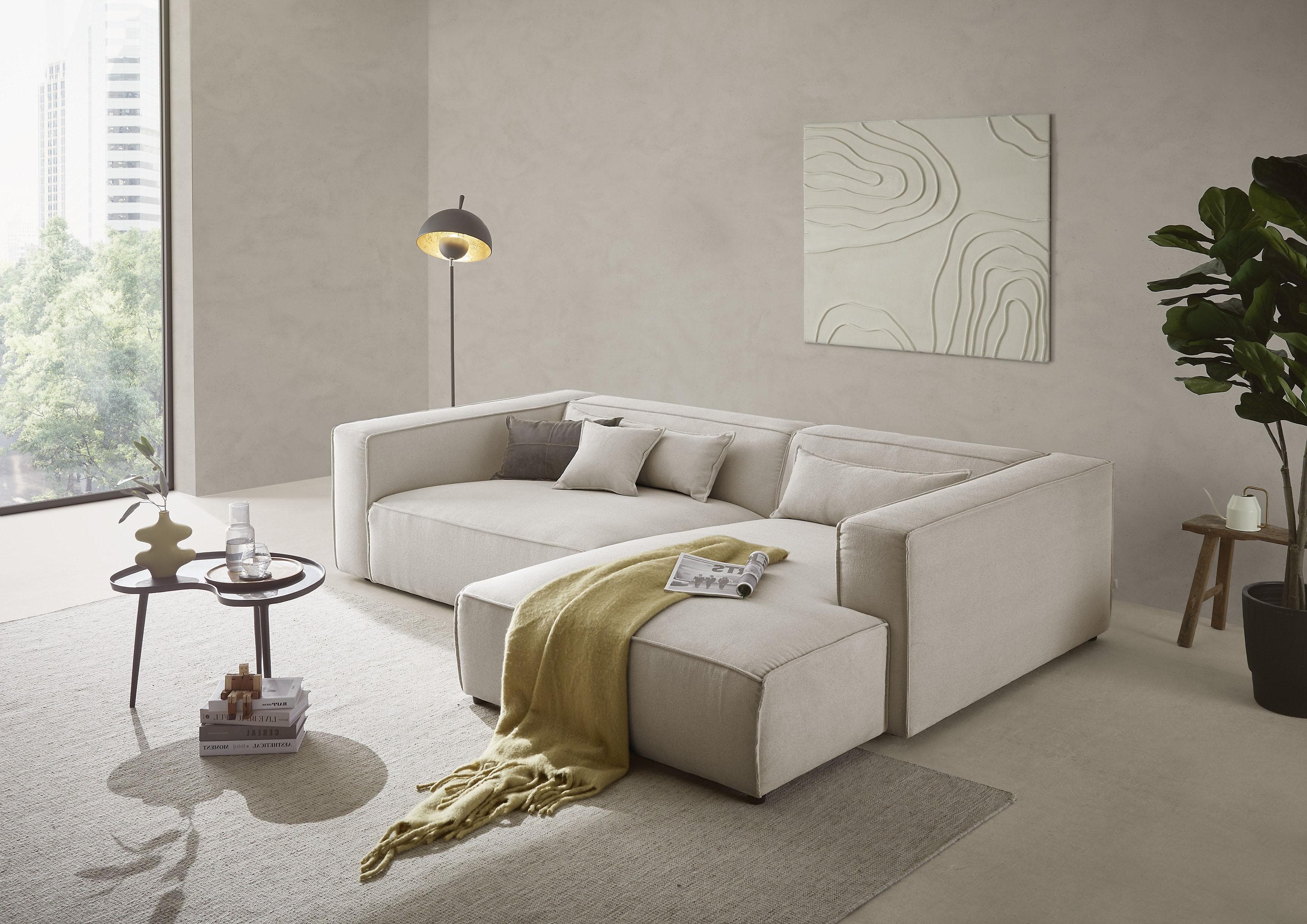 LeGer Home Ecksofa PIARA XXL L-Form Beige Polyester