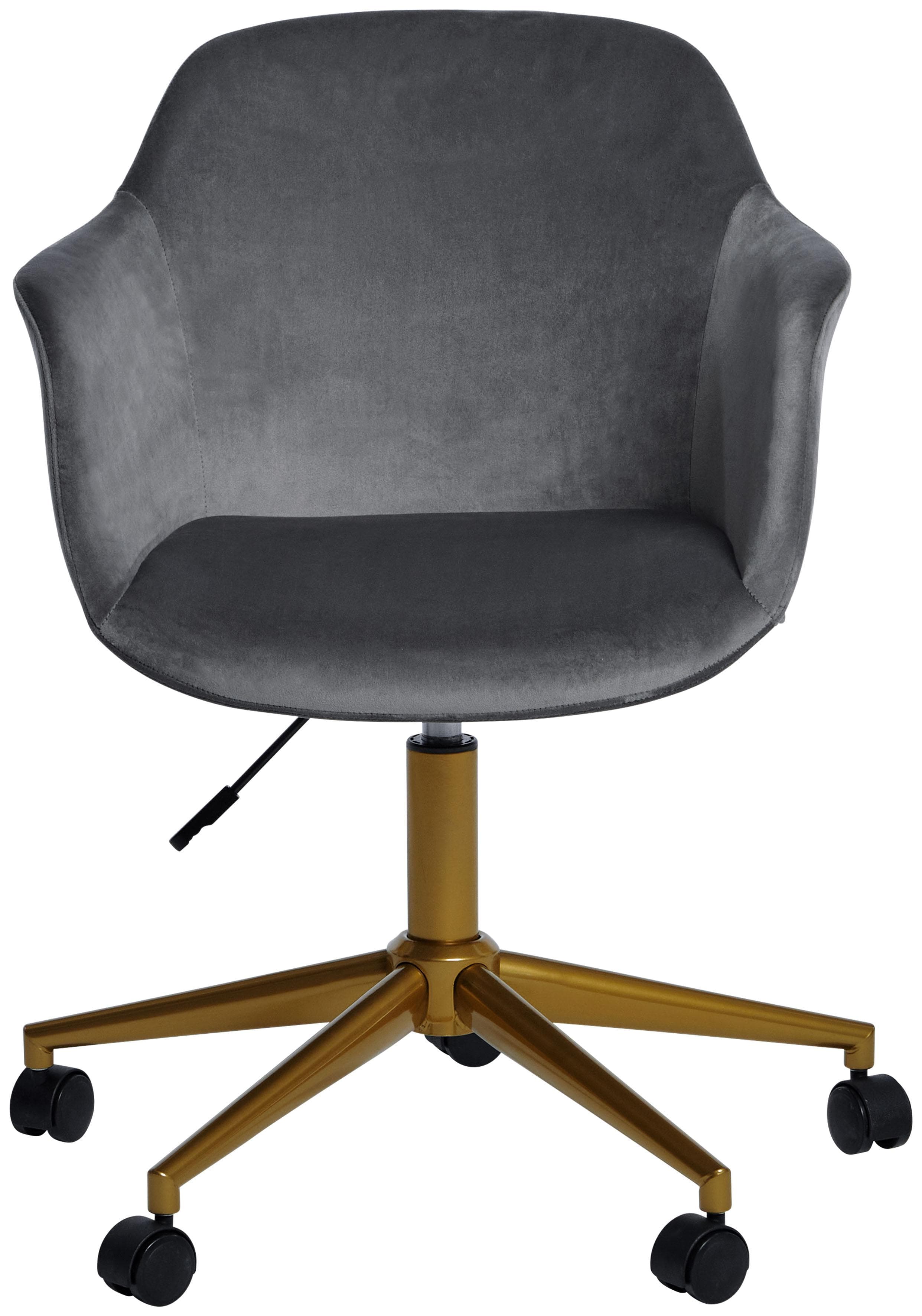 JAHNKE SHELL WORX Schreibtischstuhl Samt Palladiumgrau/Gold