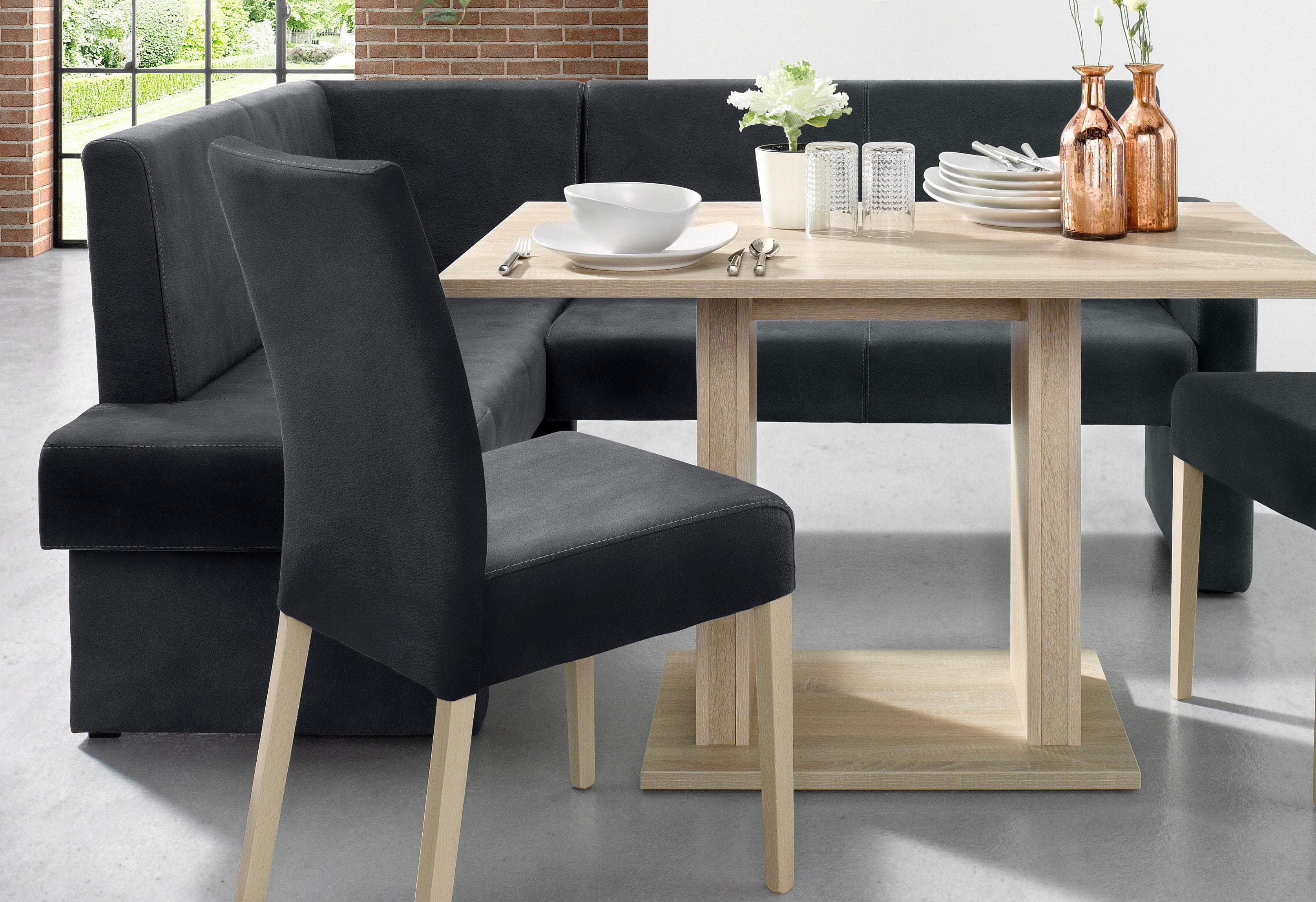 HOME AFFAIRE Eckbank Umag Schwarz Gepolstert
