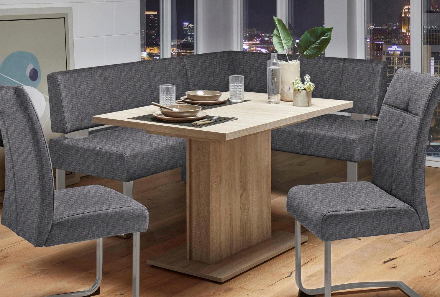 OTTO HOME Eckbank Rab Grau Silber Polyester Gepolstert