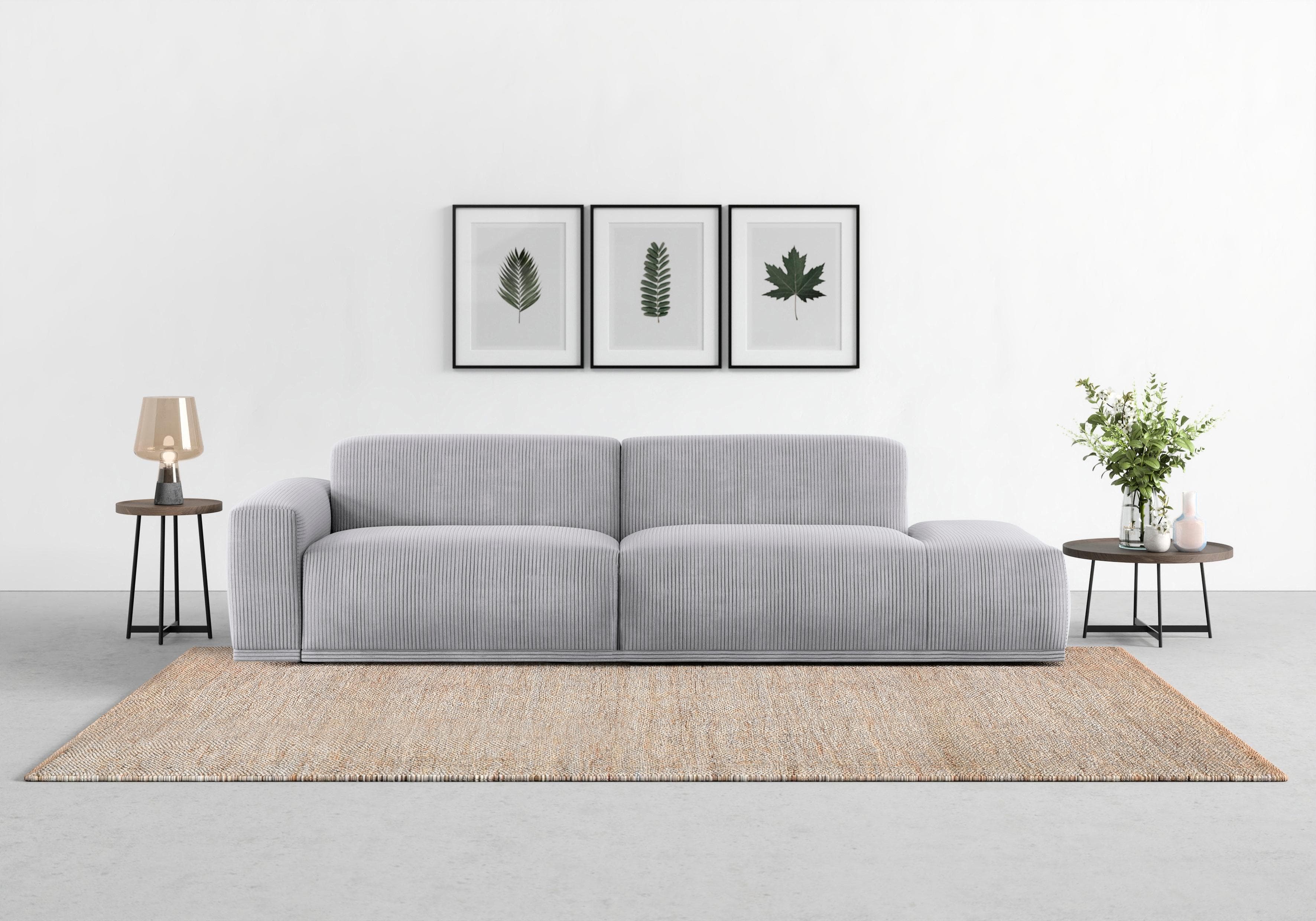 TRENDMANUFAKTUR Braga Big-Sofa Grau 4-Sitzer mit Kaltschaum