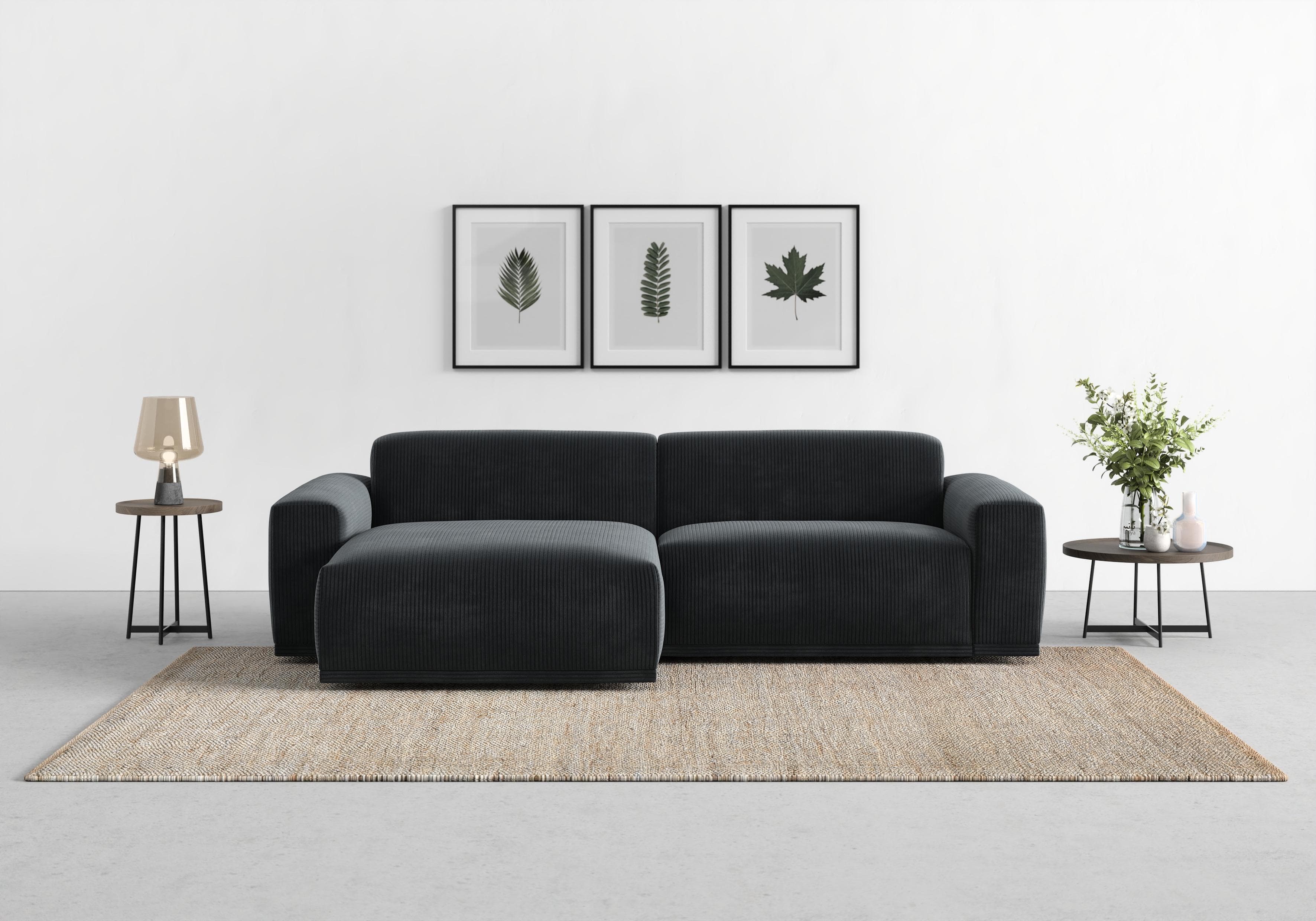 Ecksofa TRENDMANUFAKTUR Braga L-Form Anthrazit Cord