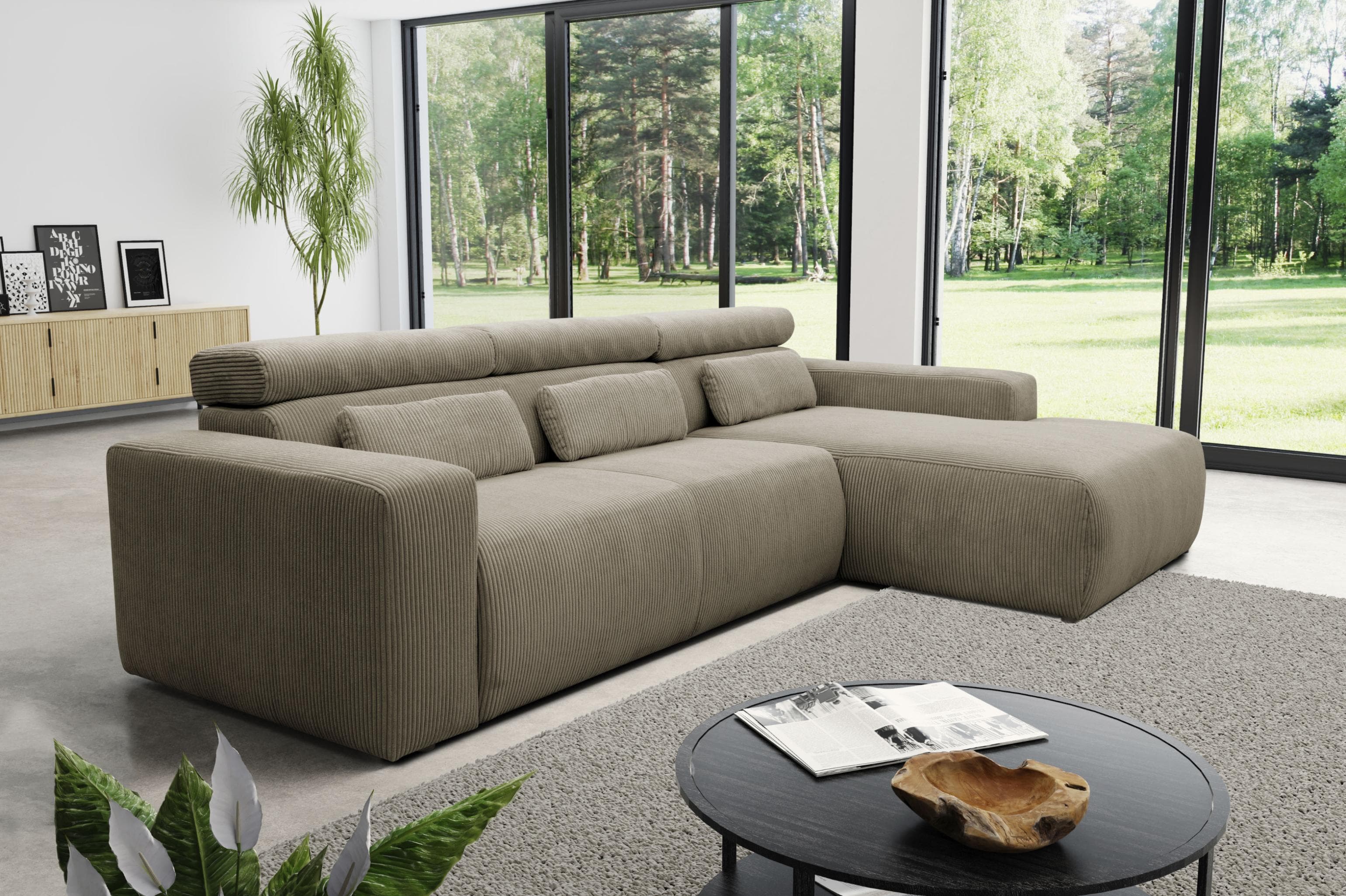 DOMO COLLECTION Ecksofa Brandon Braun L-Form mit Recamiere