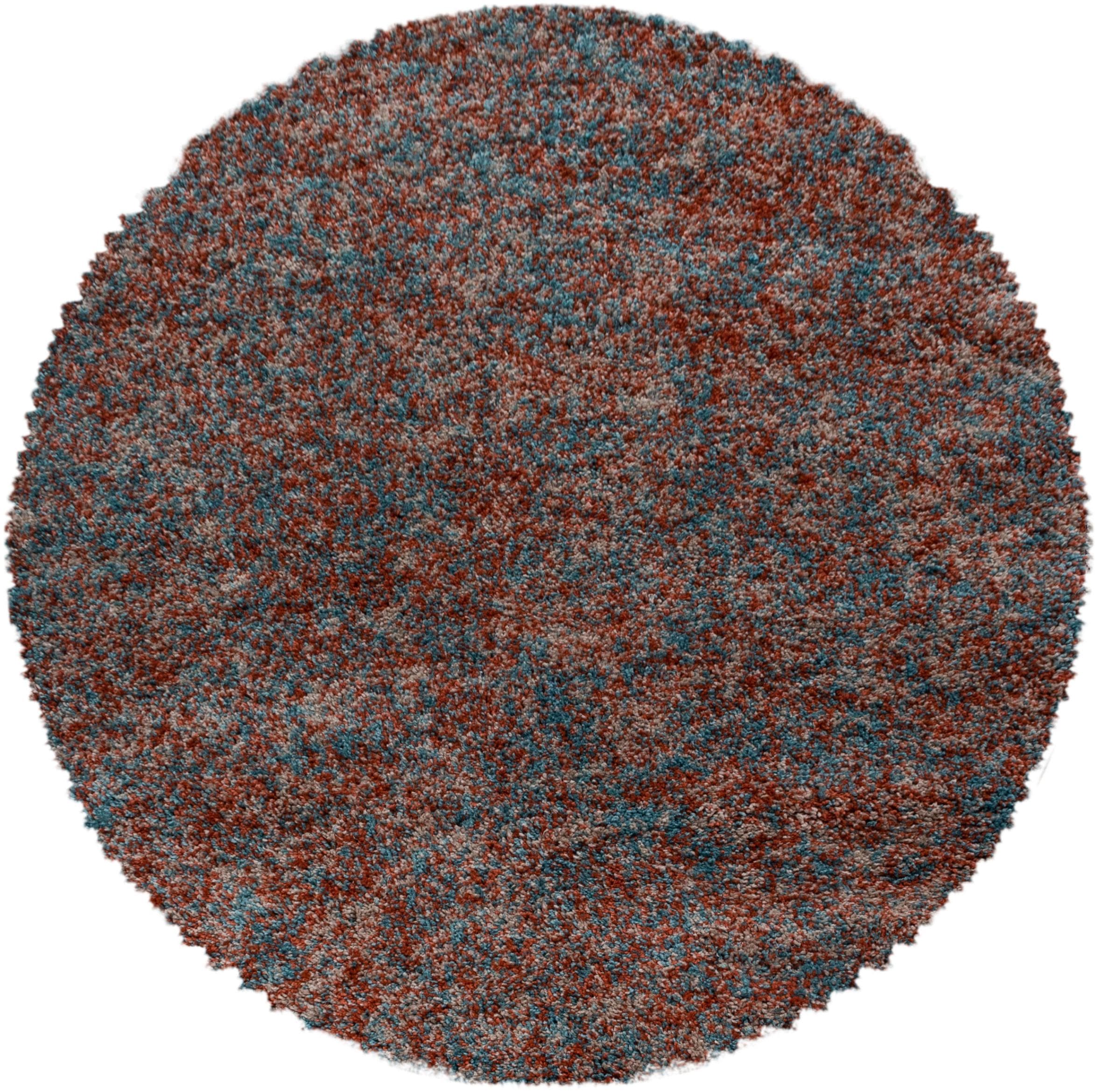 AYYILDIZ Teppiche Enjoy Shaggy Hochflor-Teppich Rund Orange Terra