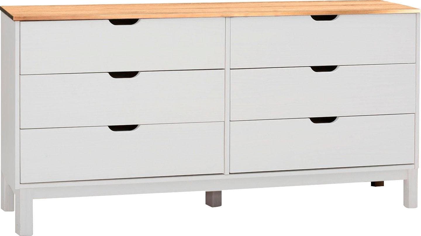 Kommode OTTO HOME Post 6 Schubladen Massivholz Weiß/Natur
