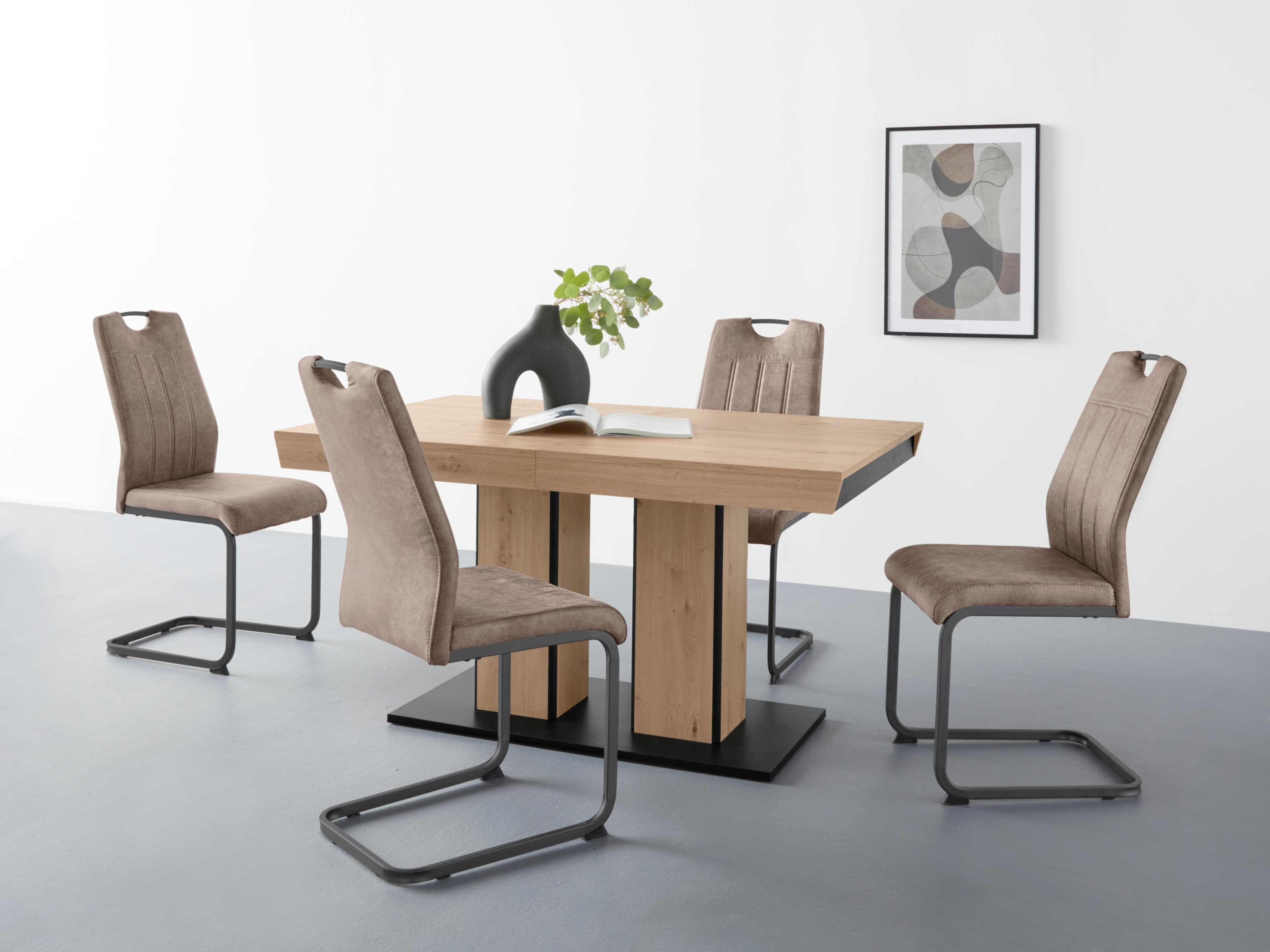 Hela Essgruppe 5-tlg Set - Ausziehbarer Tisch & Graue Stühle