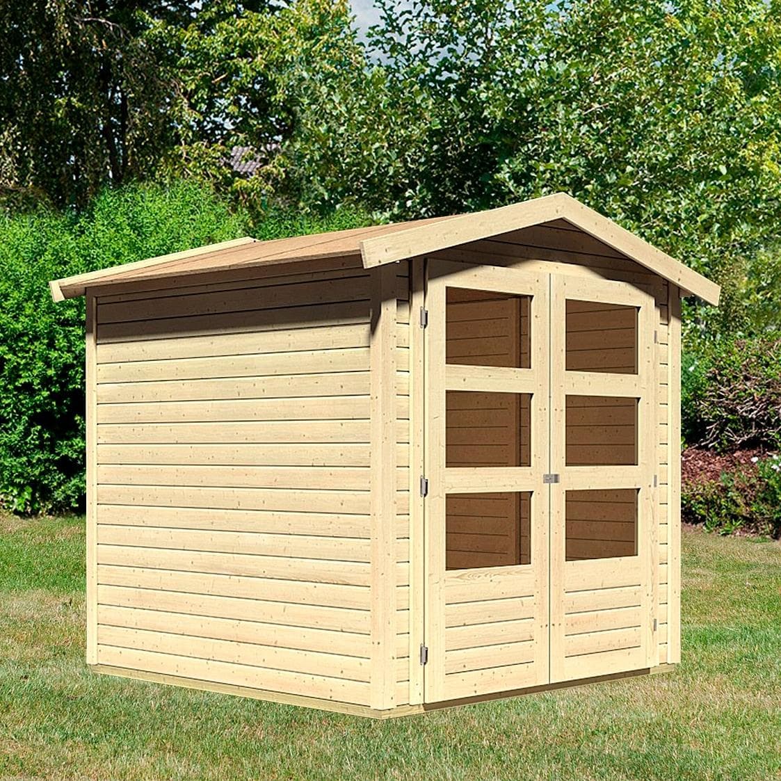 Gartenhaus KARIBU Amberg 2 Beige Naturbelassen Holzwerkstoff