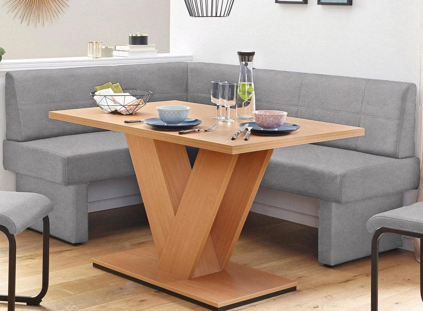 HOME AFFAIRE Eckbank Nils Grau Gepolstert FSC