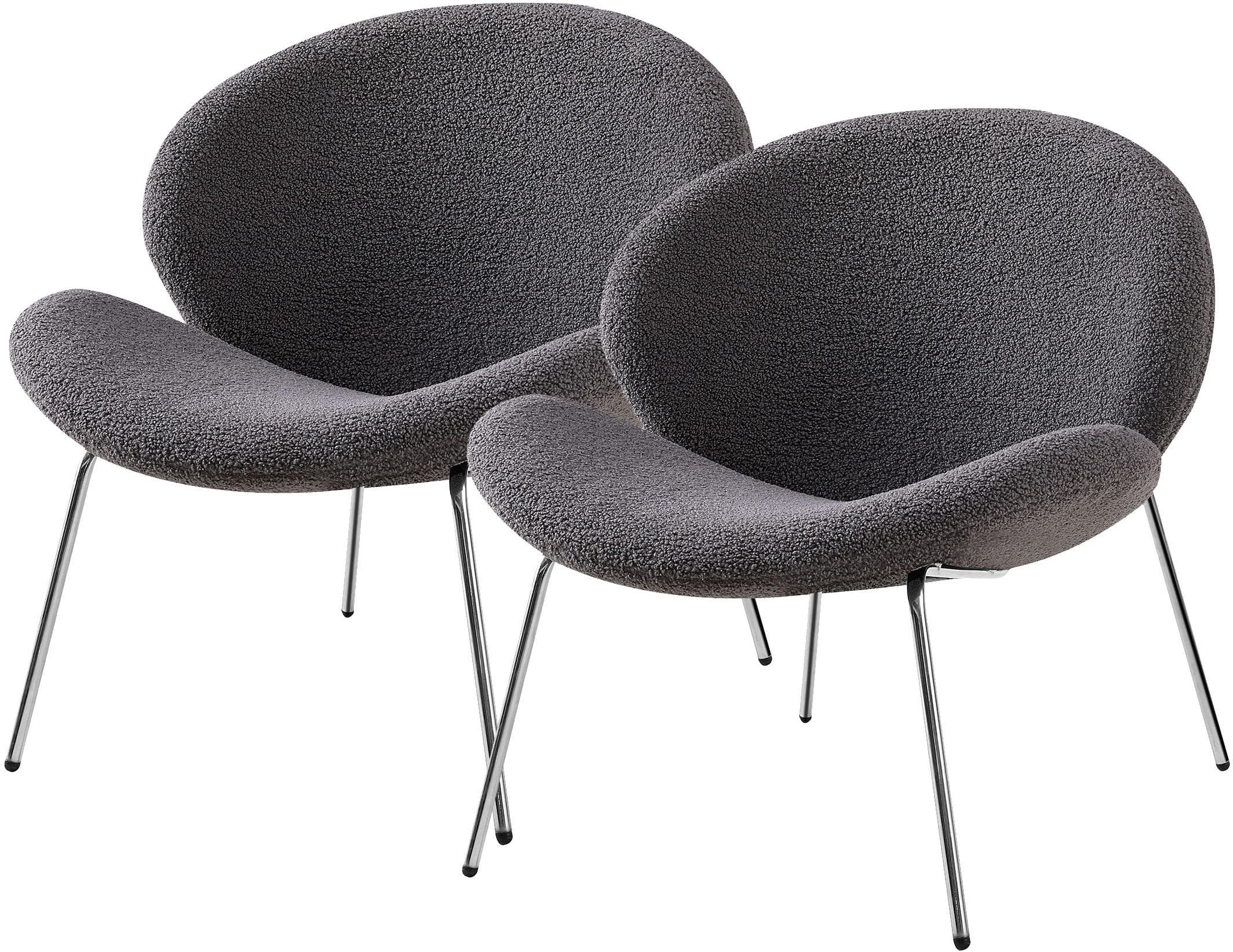 KAYOOM Stuhl Jaden 125 2er-Set Grau Silber Bouclé Polsterstuhl
