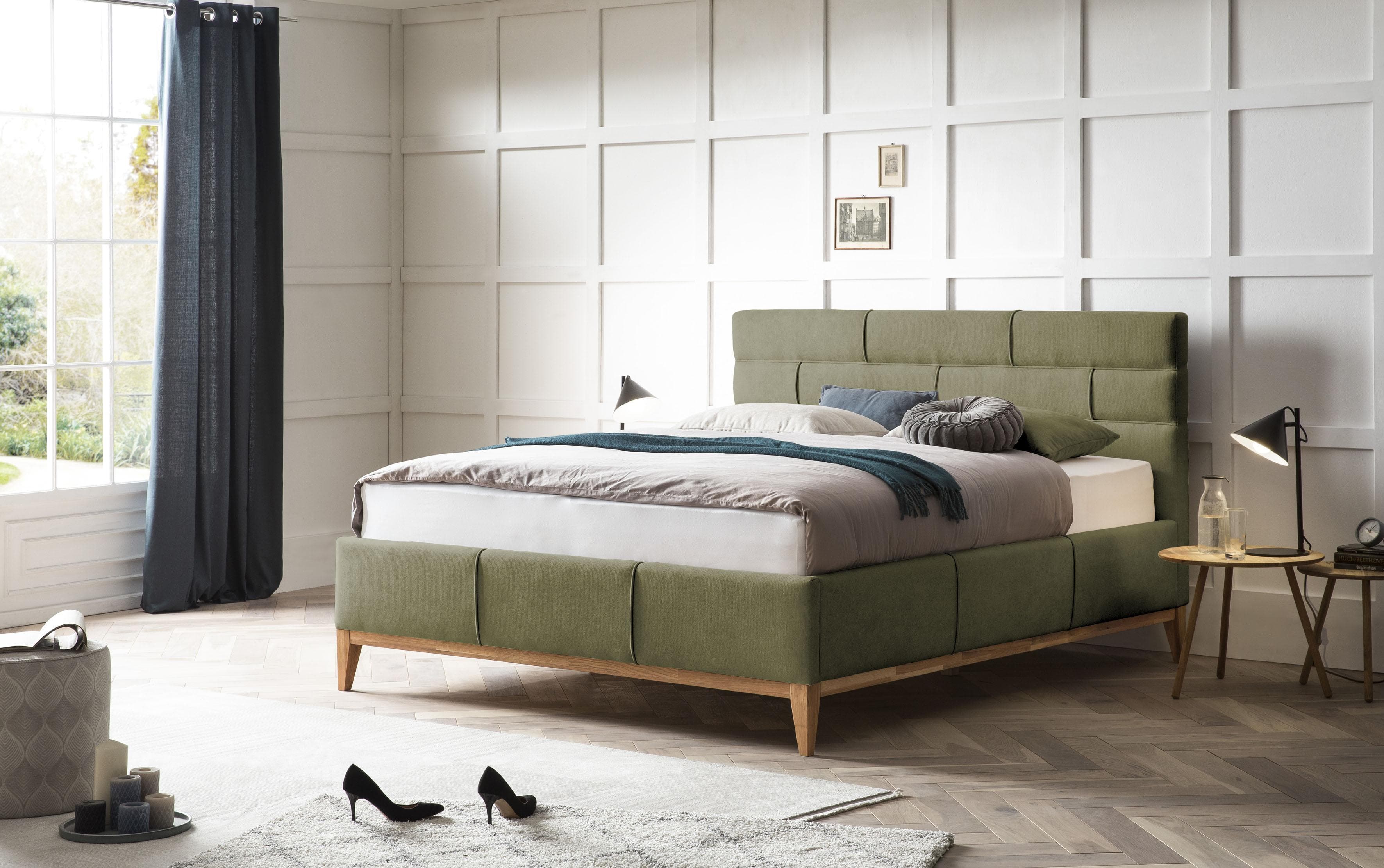 HOME AFFAIRE Polsterbett Balaine Olive mit Bettkasten und Matratze