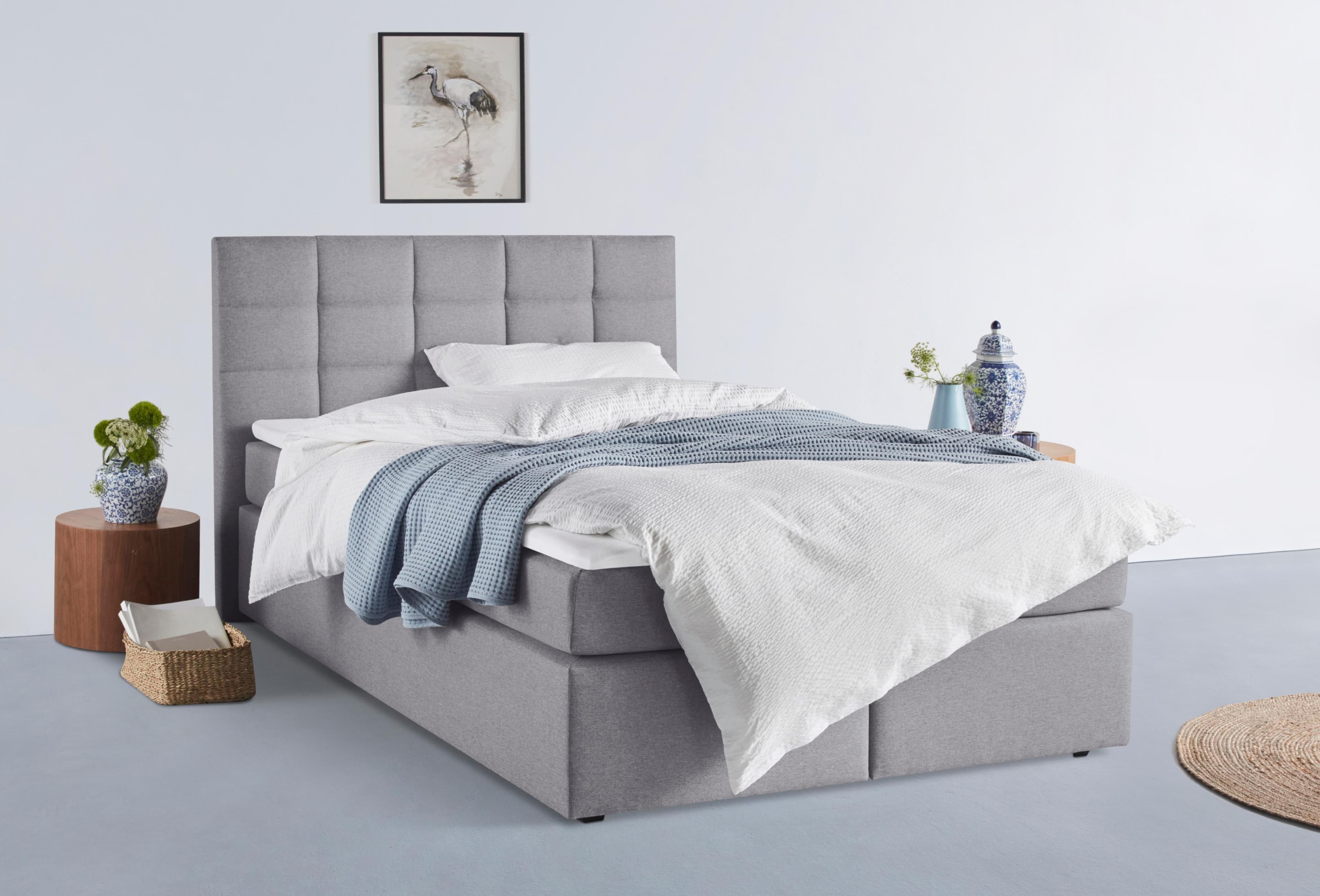 Boxbett HOME AFFAIRE Ovalo Grau mit Bettkasten H4