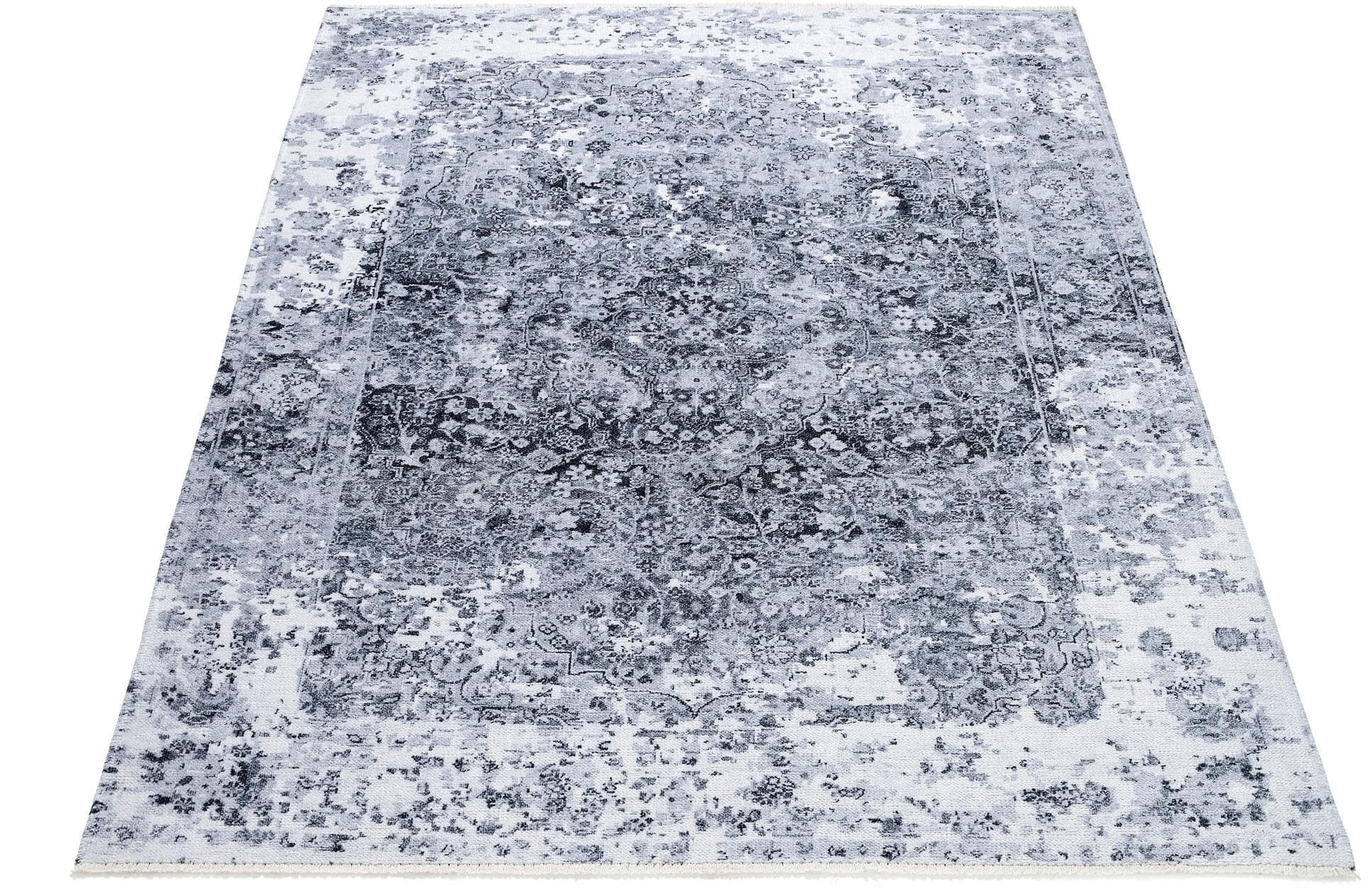 GALLERY M Teppich AMICA Silber Vintage Geometrisch Kurzflor