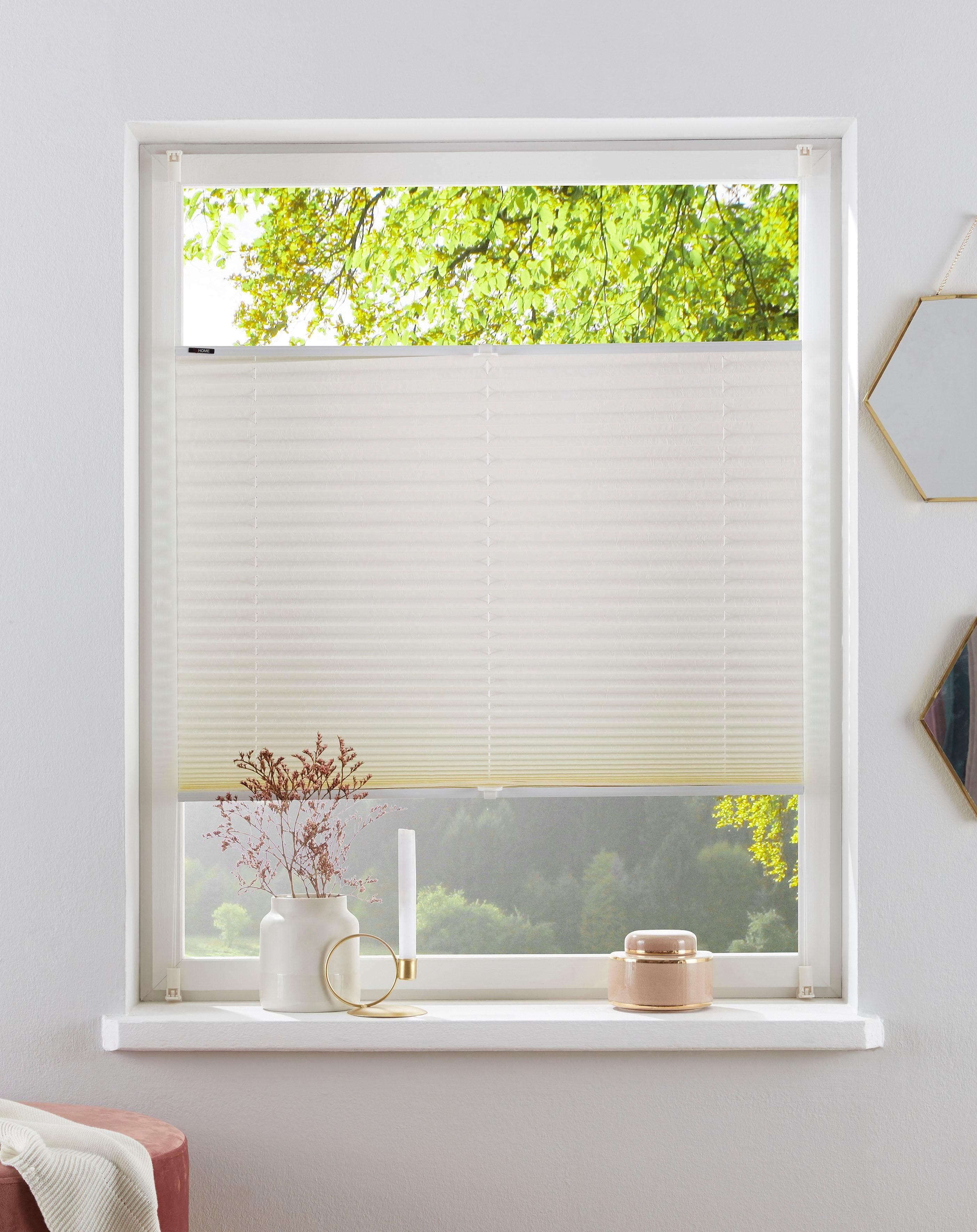 Plissee OTTO HOME "DAHRA - in Crush-Optik" Gr. 10, beige (cremeweiß), Klemmträger