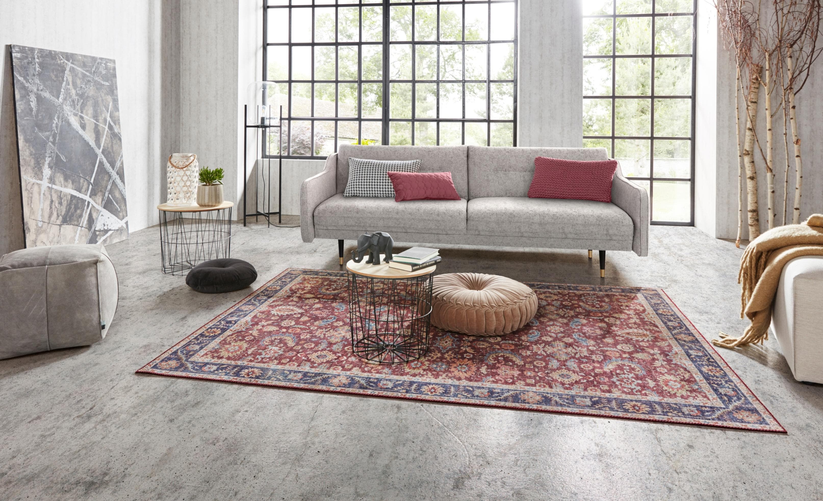 Teppich NORTHRUGS "Vivana" Gr. 6, bunt (bordeaux, rot), Polyester, Orientalisch, Vintage