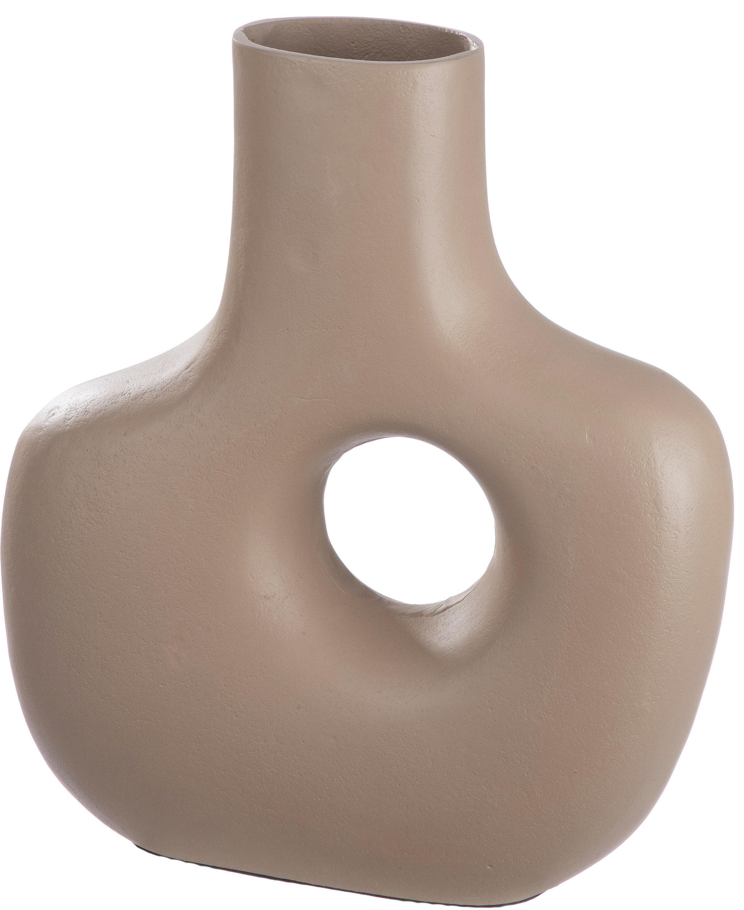 Elegante Tischvase aus Aluminium in Beige und Braun