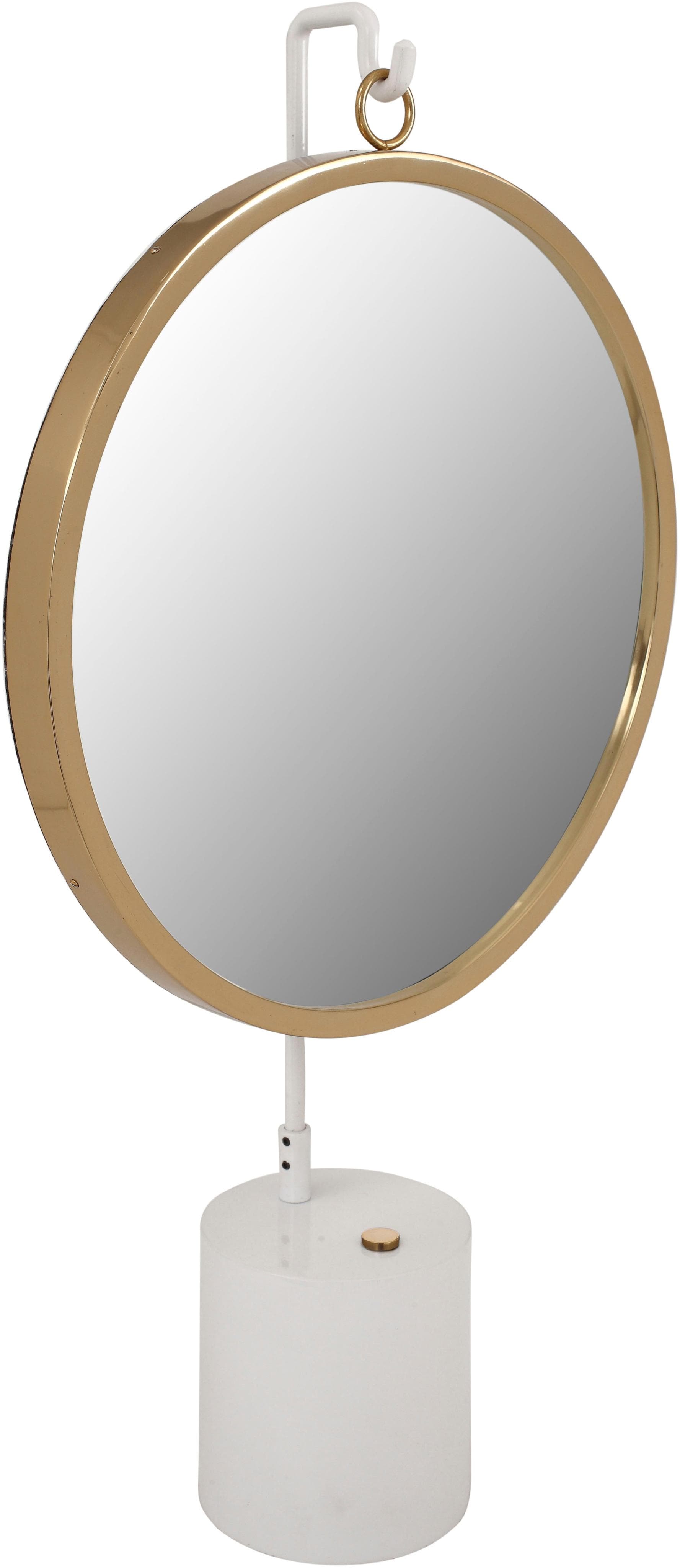 Hochmoderner Standspiegel in Gold, Weiß und Goldfarben