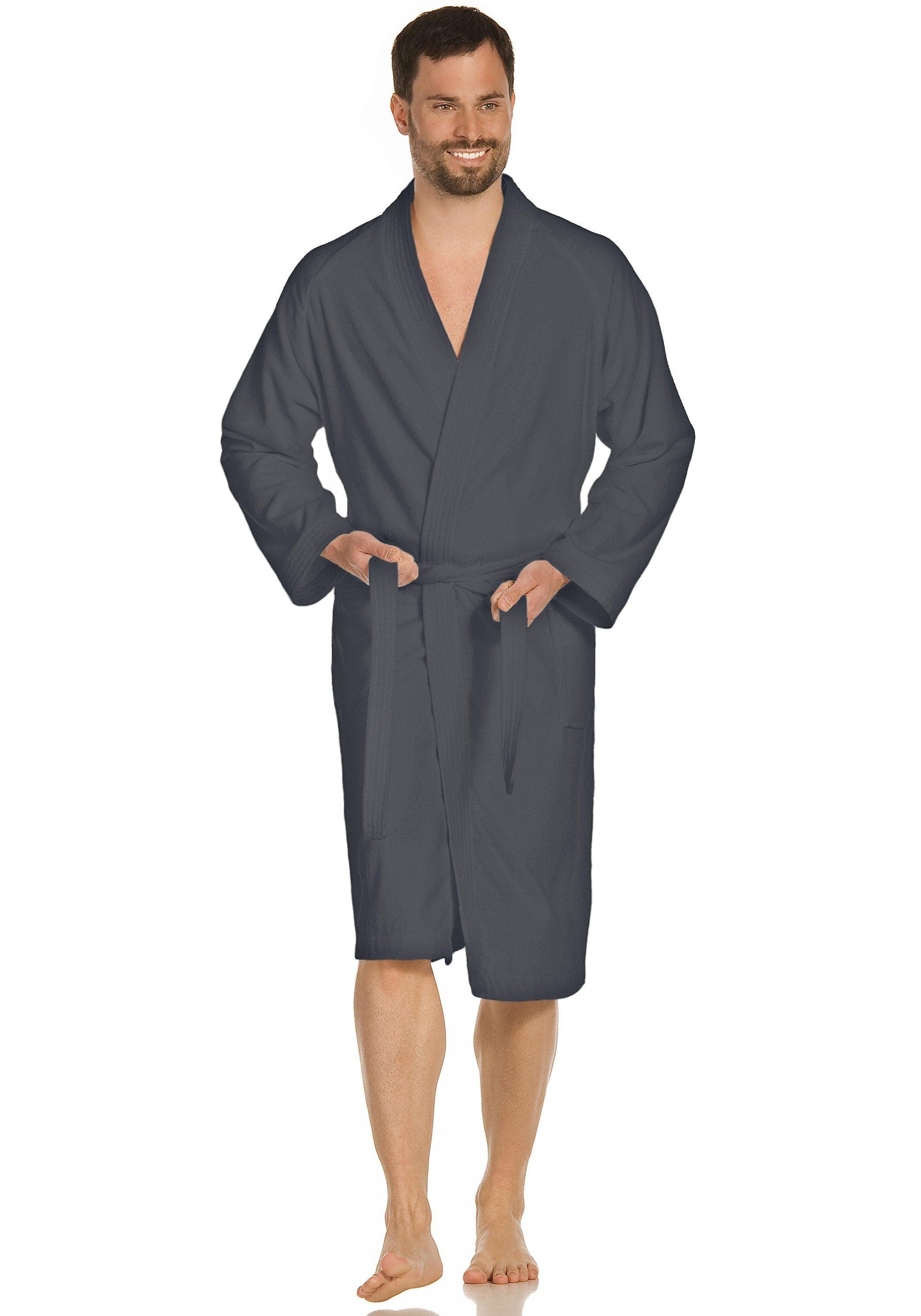 Vossen Unisex-Bademantel Dallas Anthrazit Webvelours