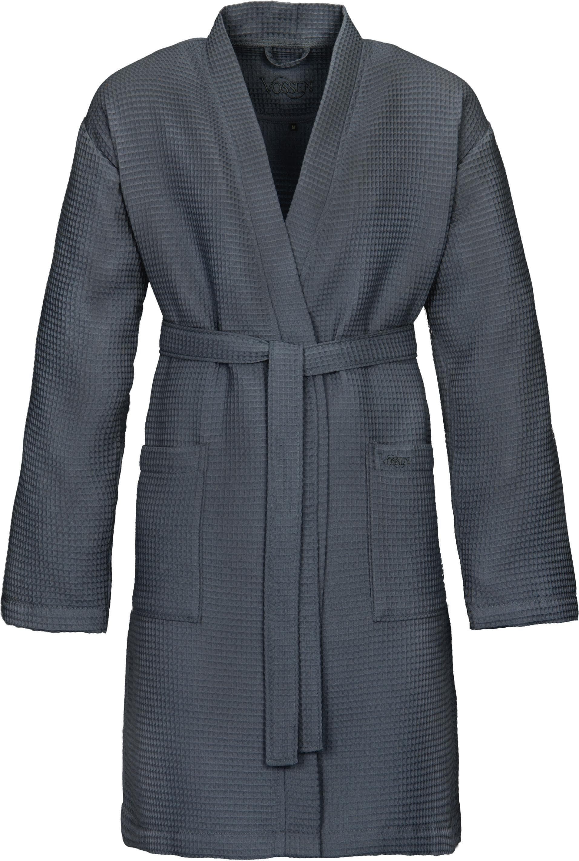 Unisex-Bademantel VOSSEN Rom Grau 100cm Waffelpiqué