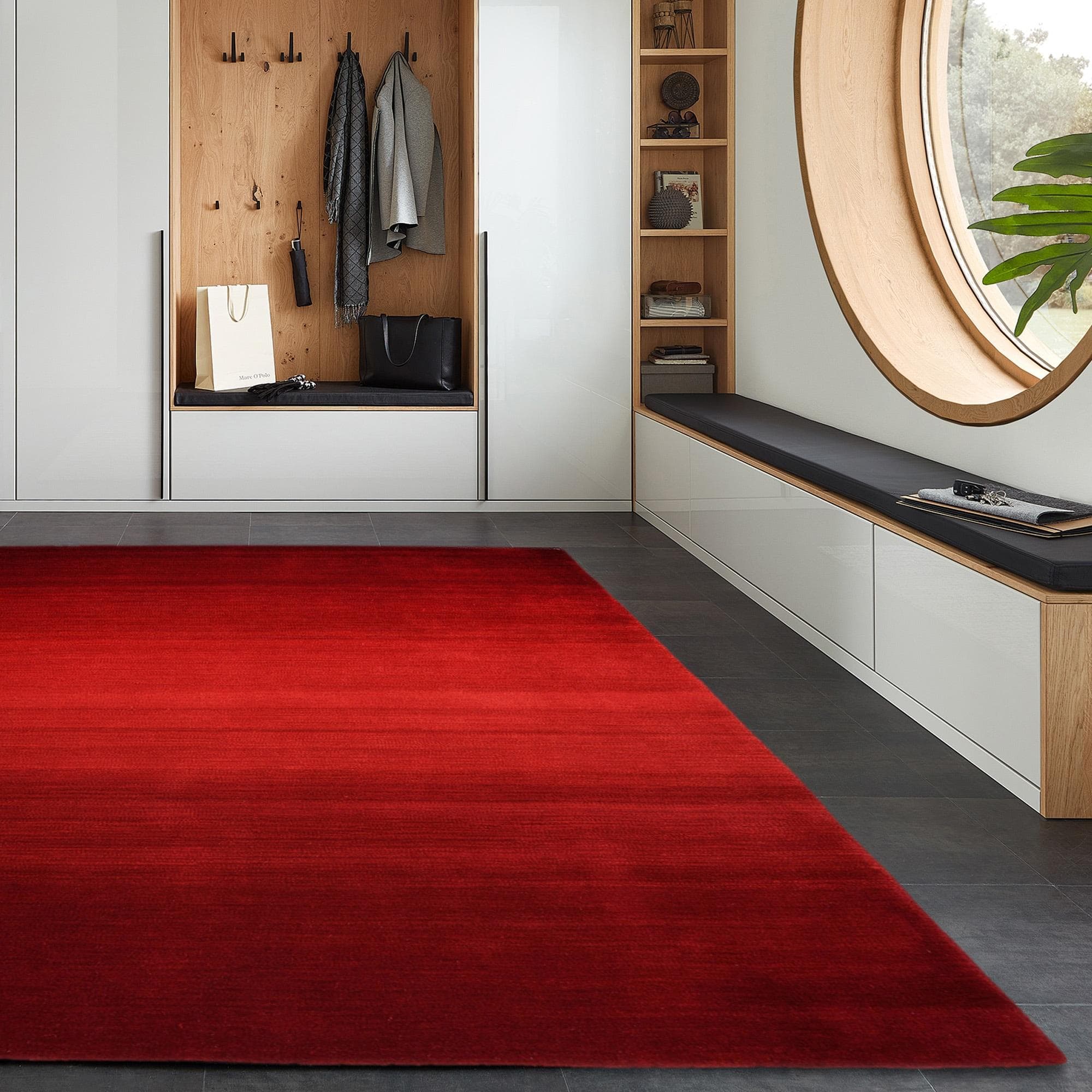 Wollteppich THEKO Wool Comfort Rot Handgewebt